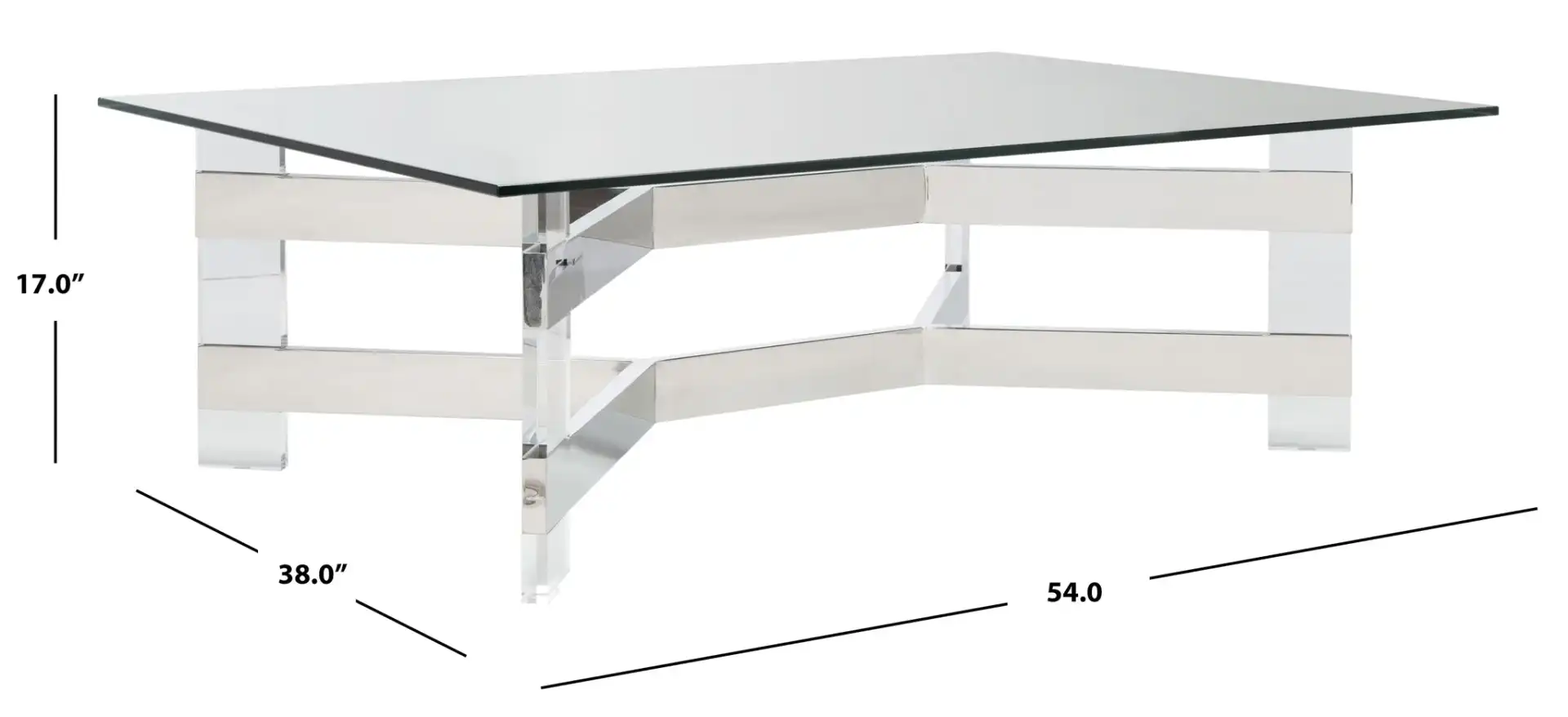 Eugene Acrylic Coffee Table in Silver / Clear, detail view