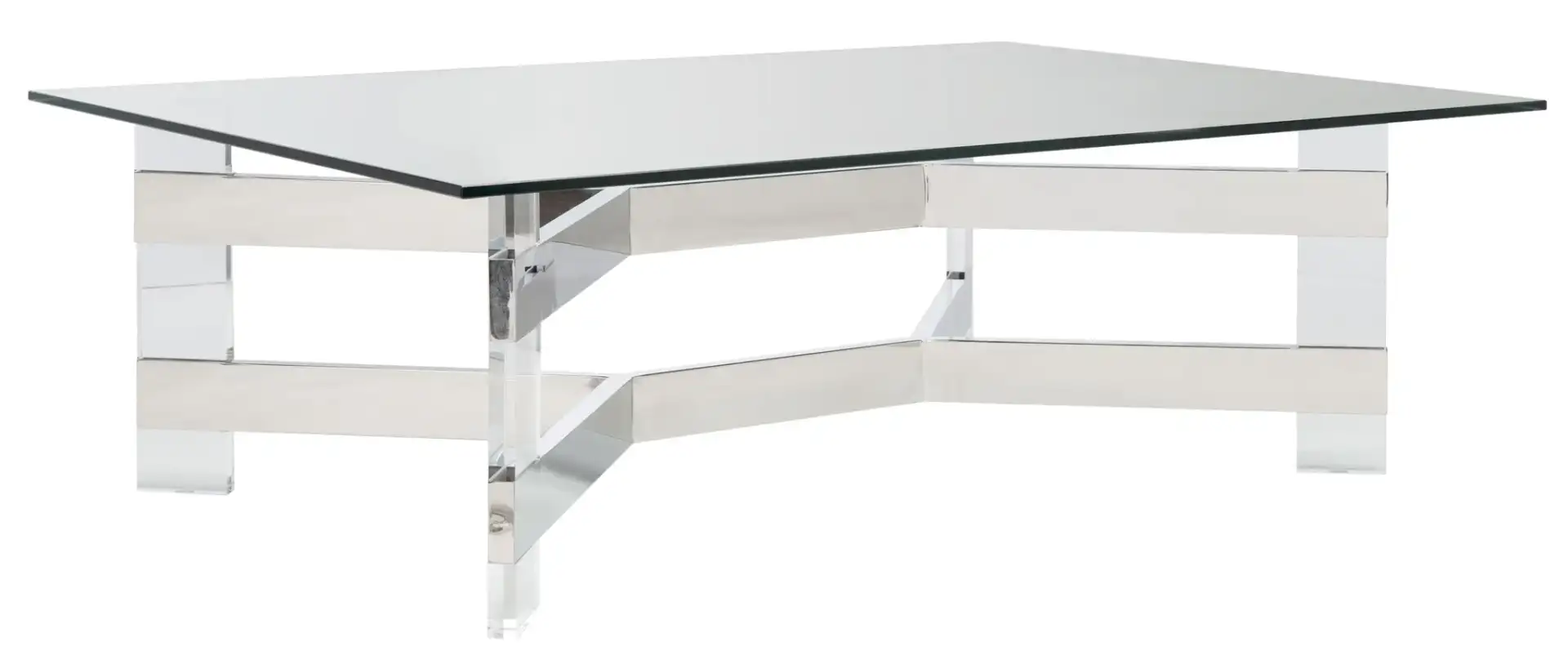 Eugene Acrylic Coffee Table in Silver / Clear, detail view