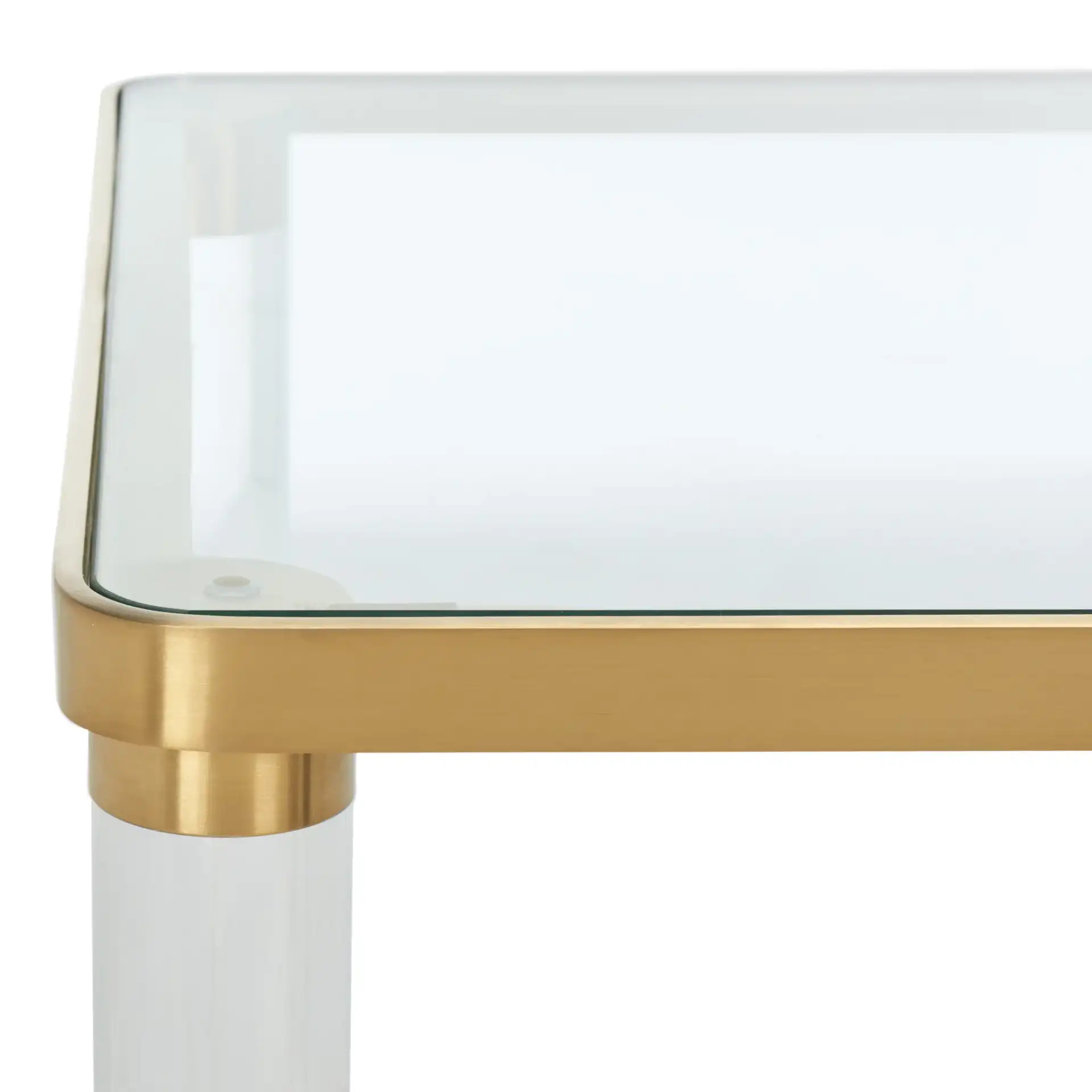 Suzanna Acrylic Accent Table in Silver in a styled room