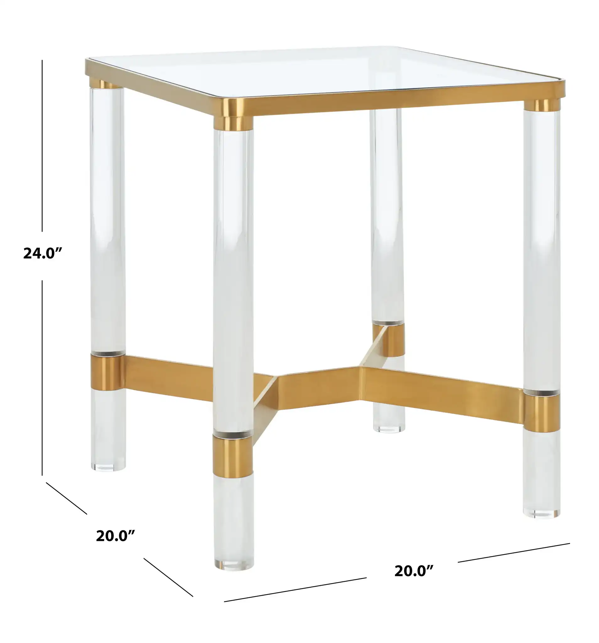 Suzanna Acrylic Accent Table in Silver, detail view