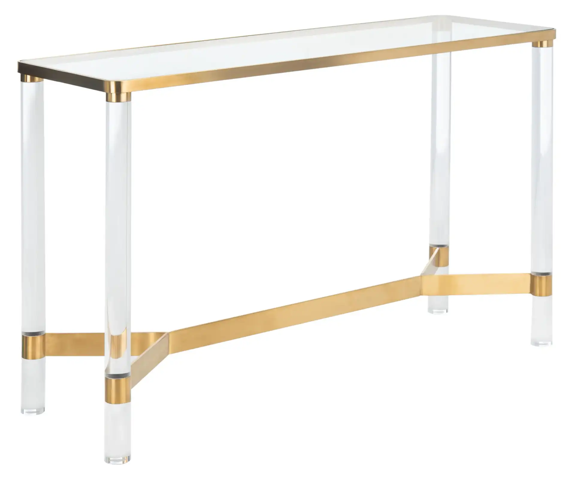 Suzanna Acrylic Console Table in Silver, detail view