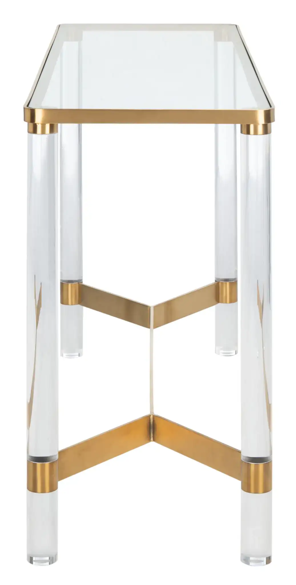 Suzanna Acrylic Console Table in Silver, detail view