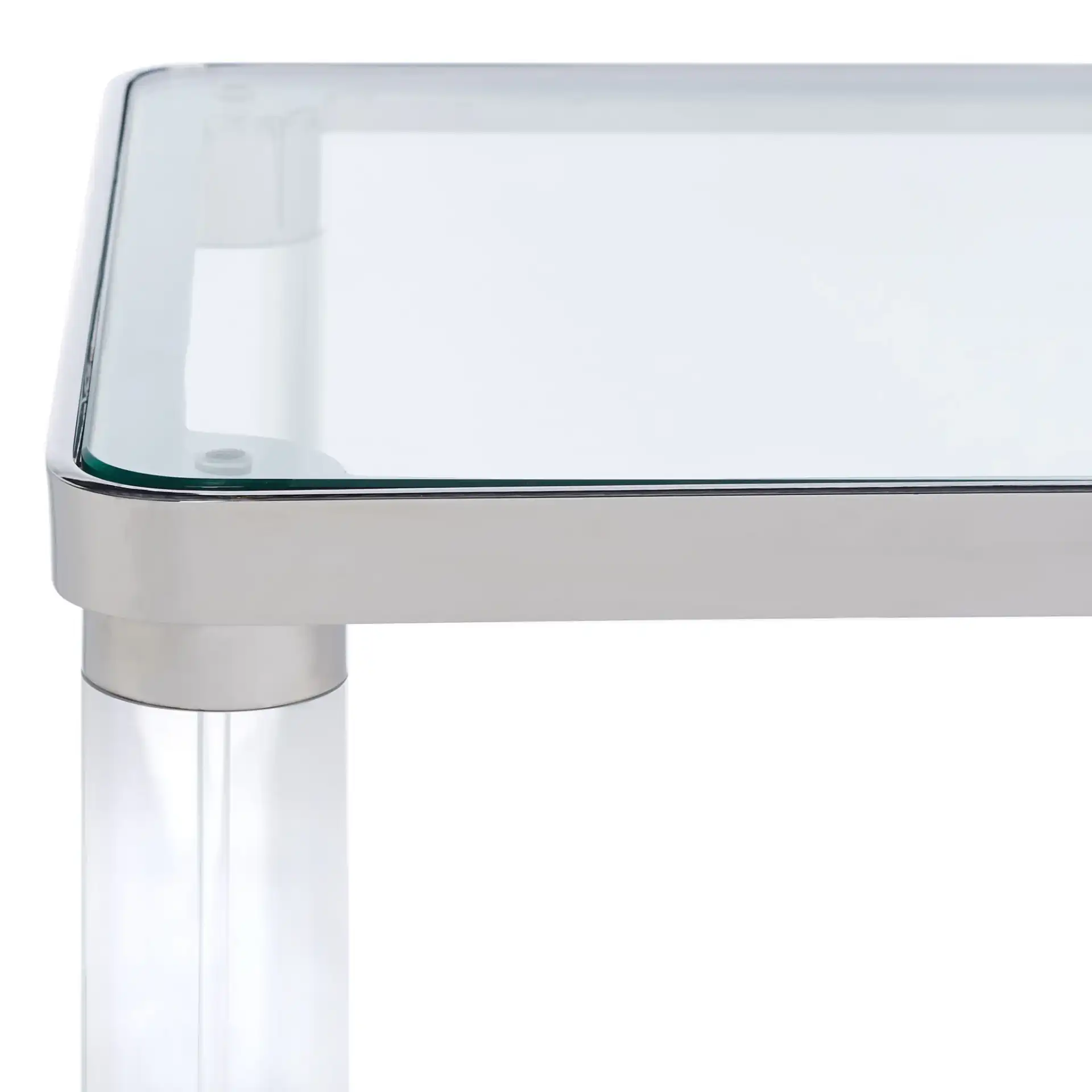 Suzanna Acrylic Console Table in Silver in a styled room