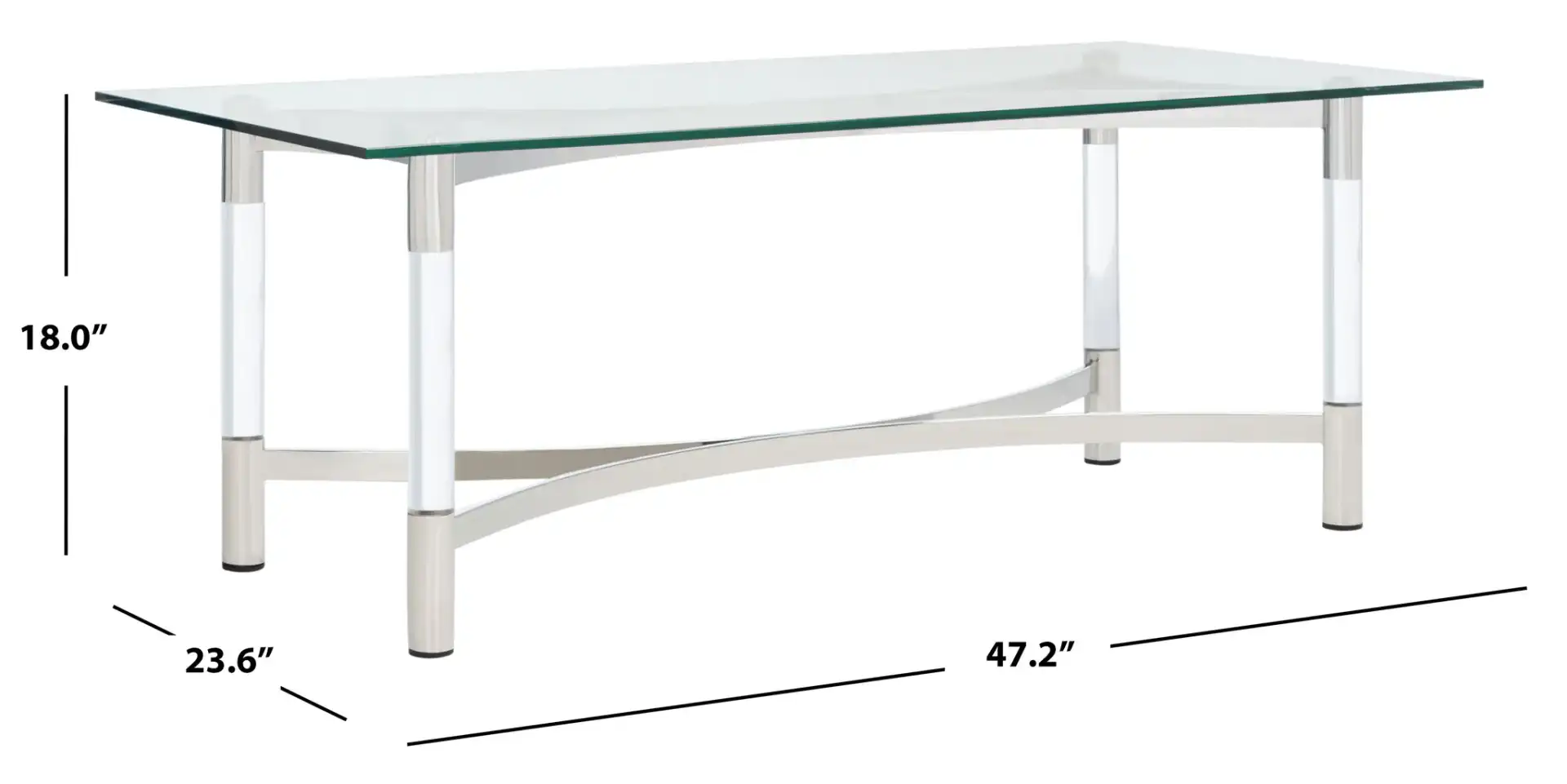 Letty Acrylic Coffee Table in Silver, detail view
