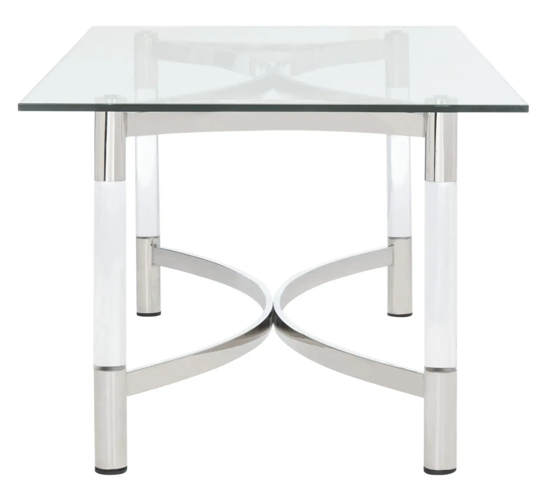 Letty Acrylic Coffee Table in Silver, detail view