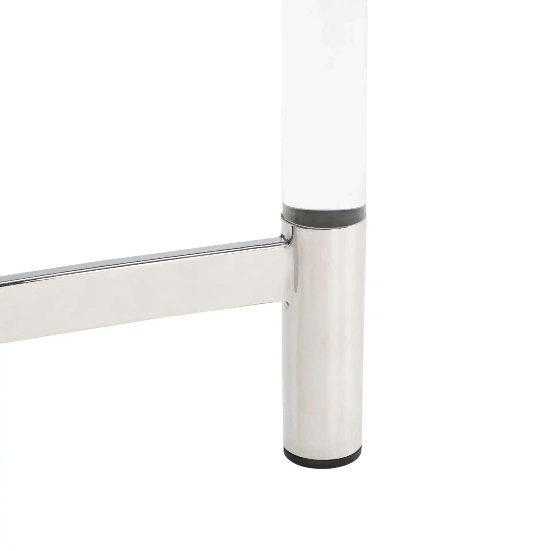 Letty Acrylic Console Table in Silver, detail view