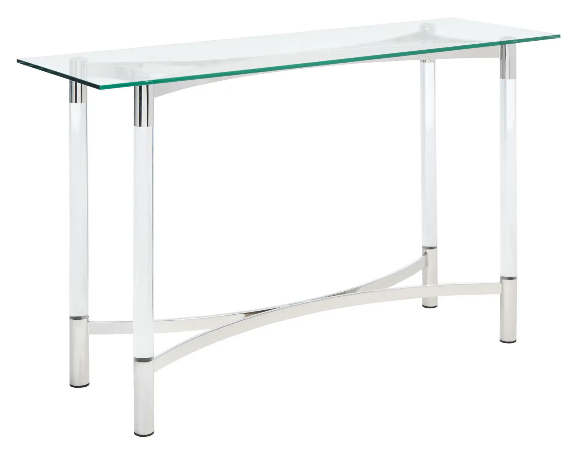 Letty Acrylic Console Table in Silver, detail view