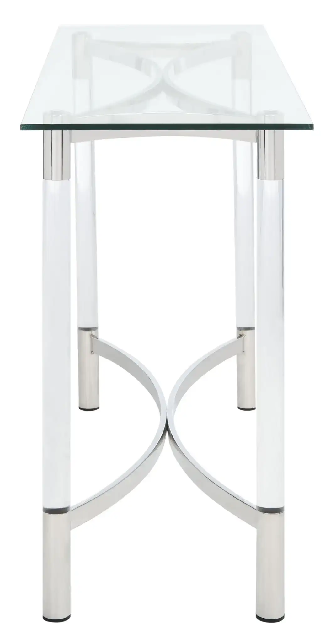 Letty Acrylic Console Table in Silver, detail view