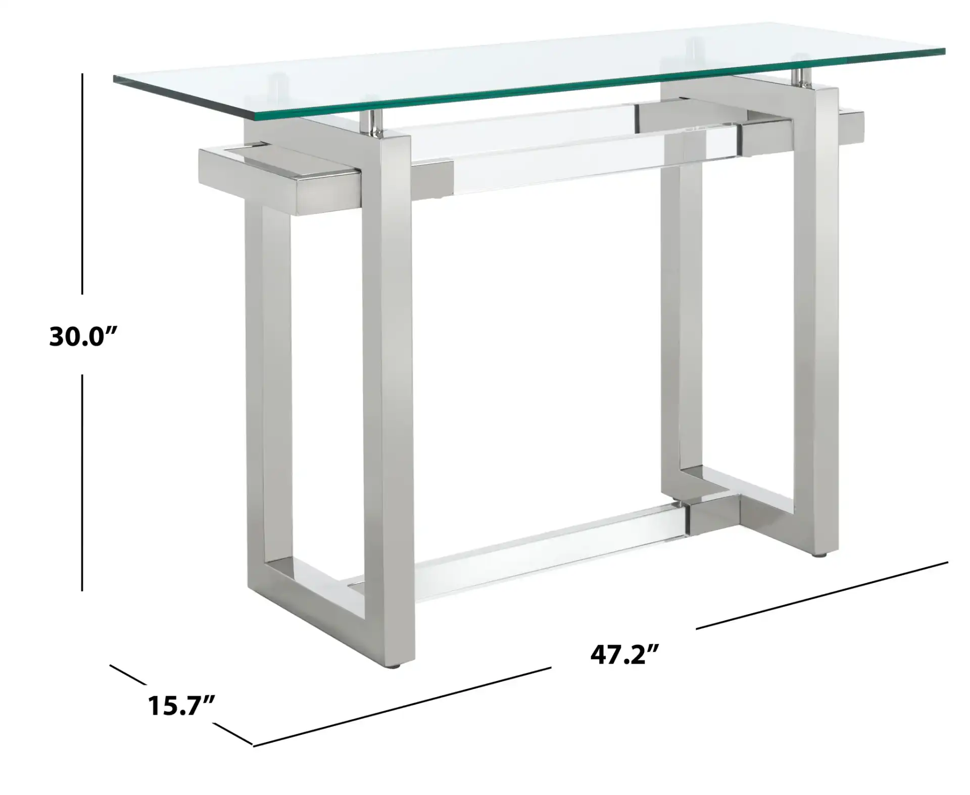 Montrelle Acrylic Console Table in Silver, detail view