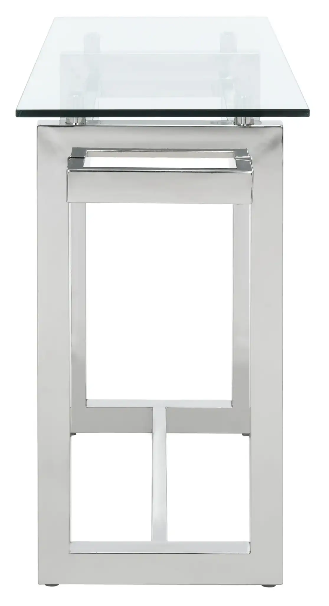 Montrelle Acrylic Console Table in Silver, detail view