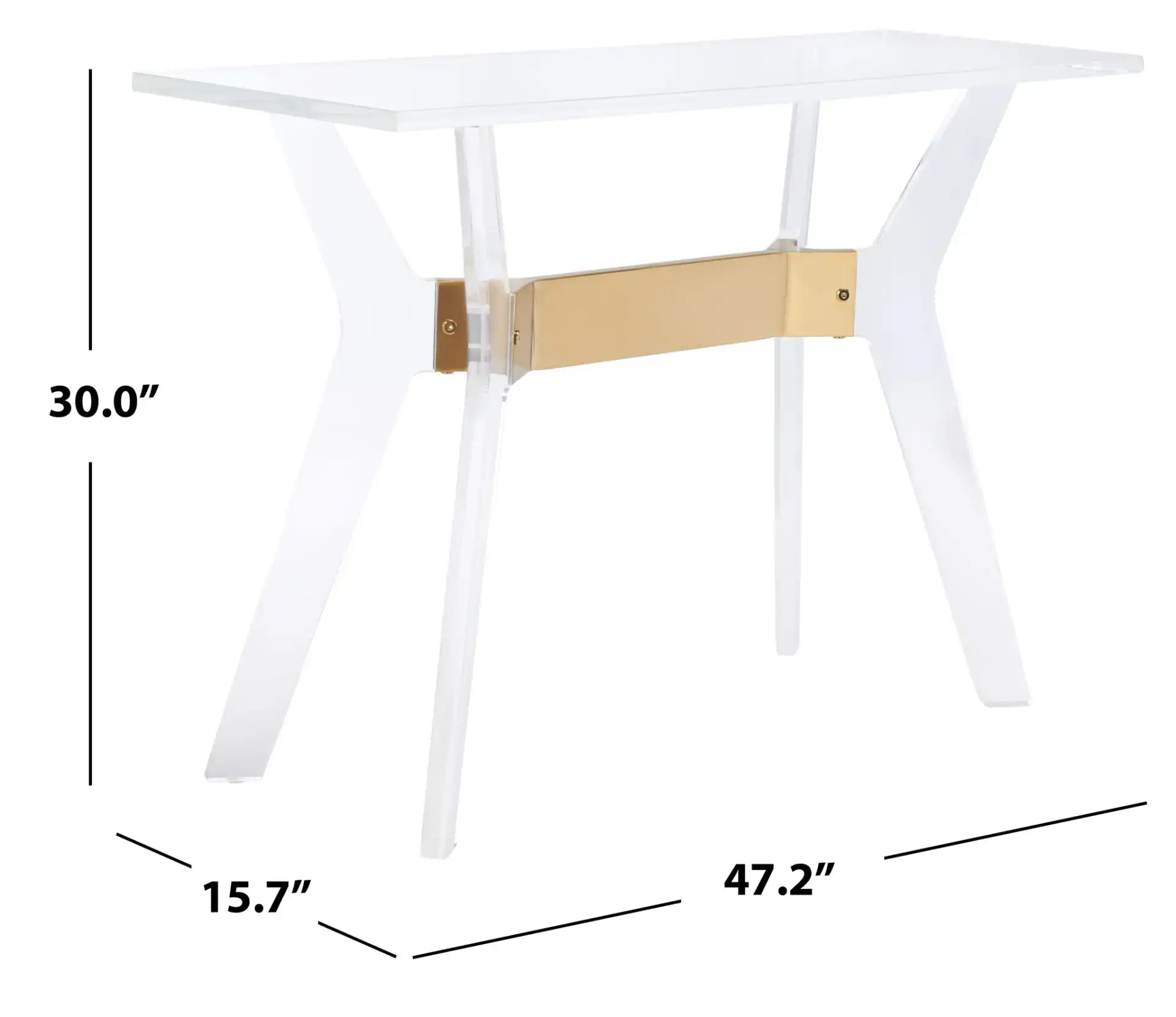 Werner Acrylic Console Table in Brass, detail view