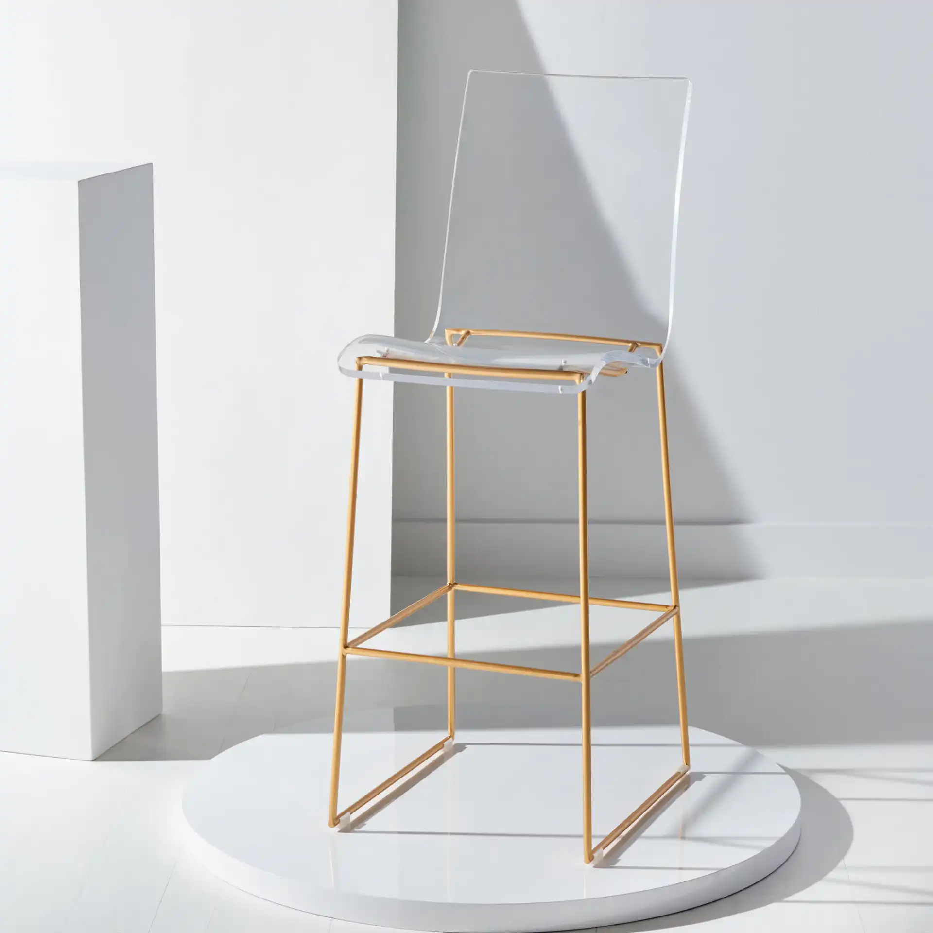 Bryant Acrylic Barstool in Smoke Gray / Black in a styled room