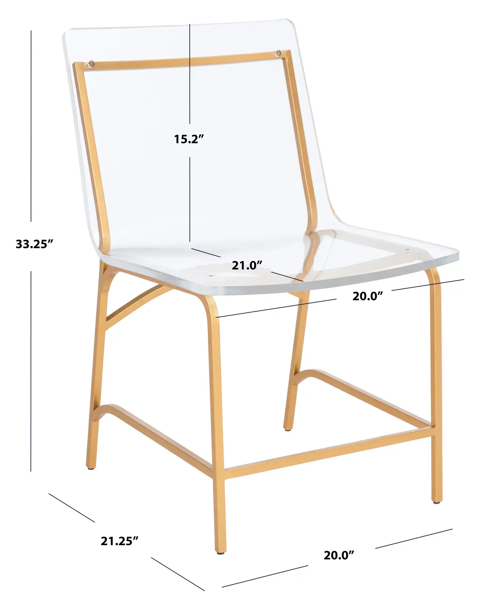 Bryant Acrylic Dining Chair (Set of 2) in Smoke Gray / Black, detail view