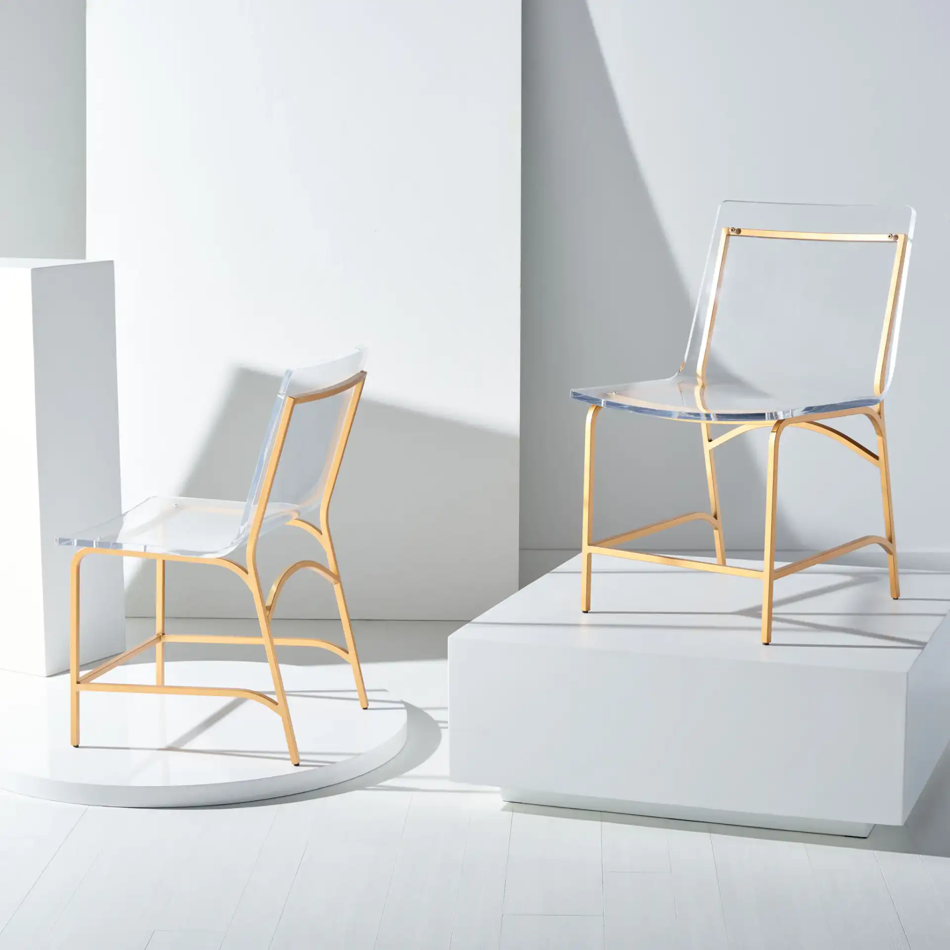 Bryant Acrylic Dining Chair (Set of 2) in Smoke Gray / Black in a styled room