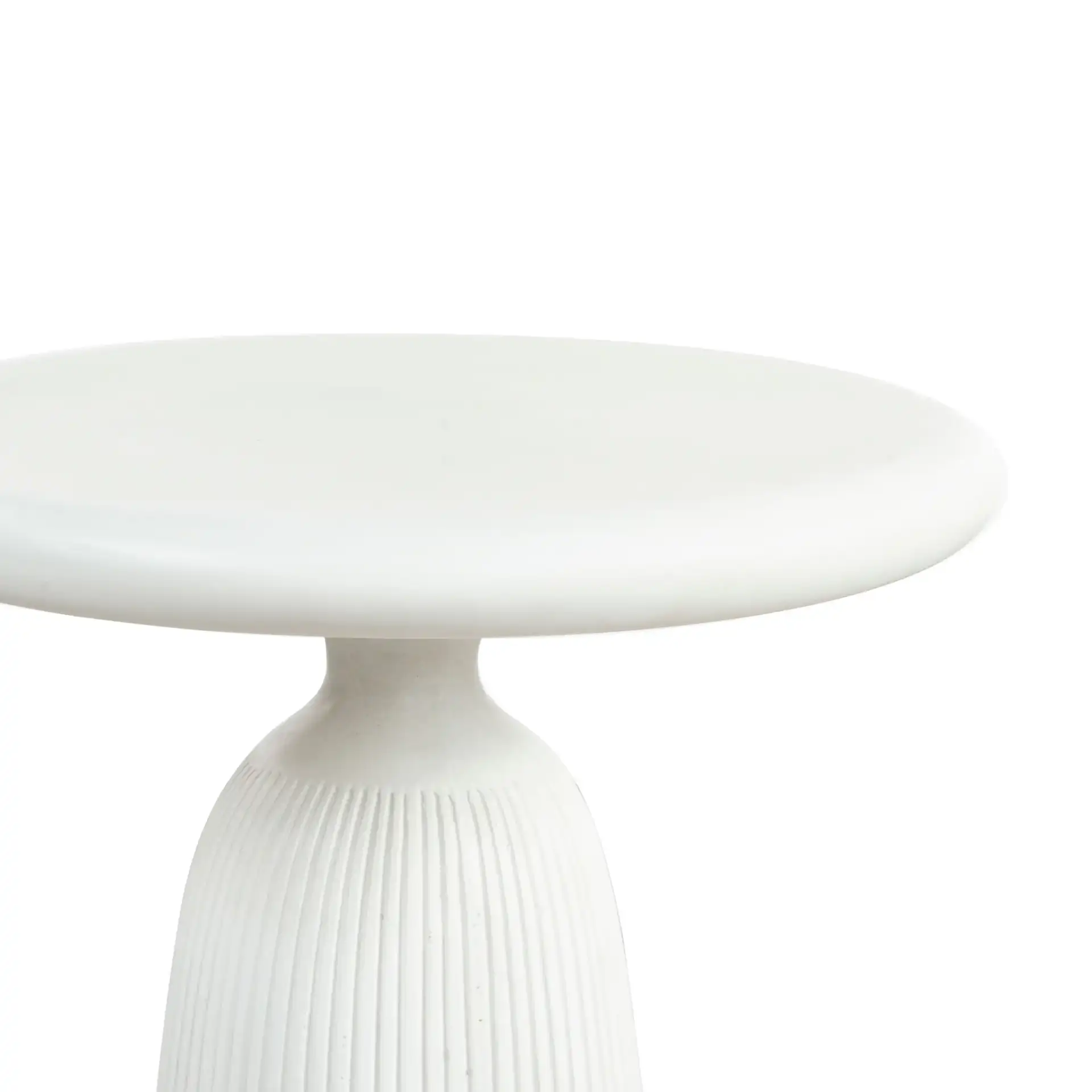 Oskar Round Concrete Accent Table in Brown in a styled room