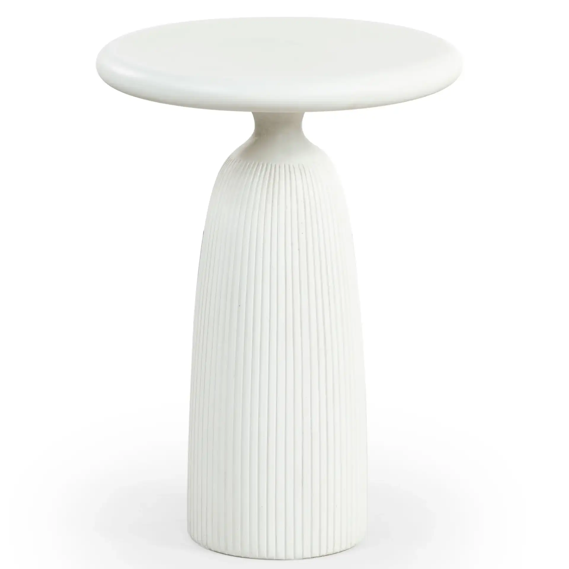 Oskar Round Concrete Accent Table in Brown, detail view