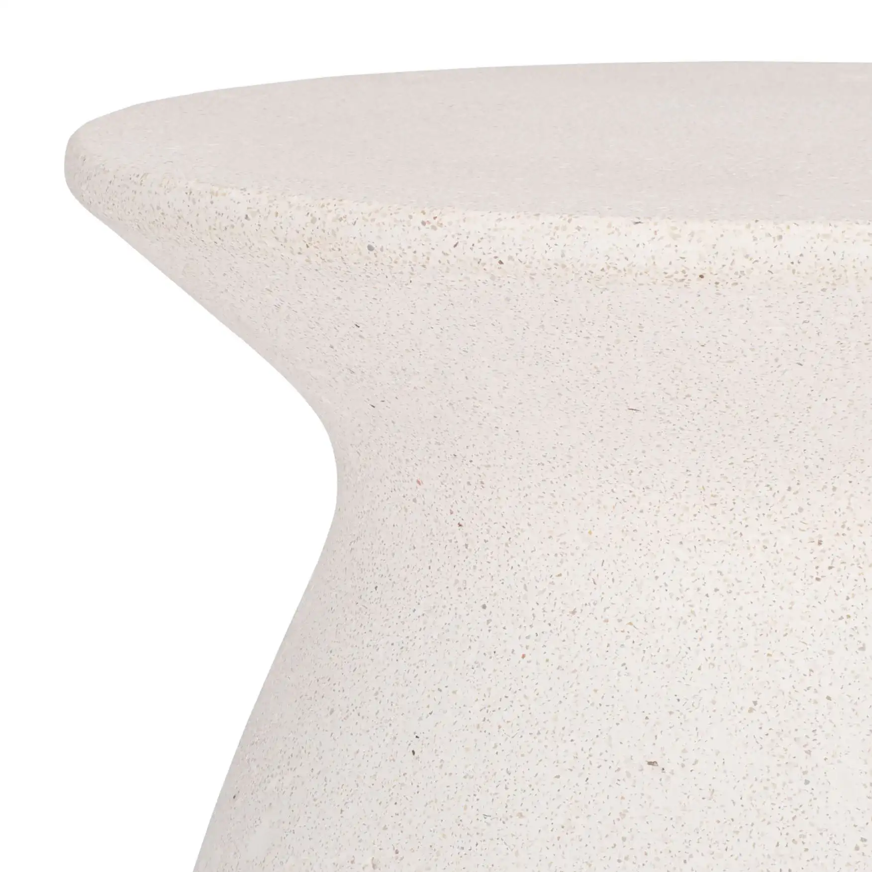 Dynah Concrete Accent Table in Ivory in a styled room