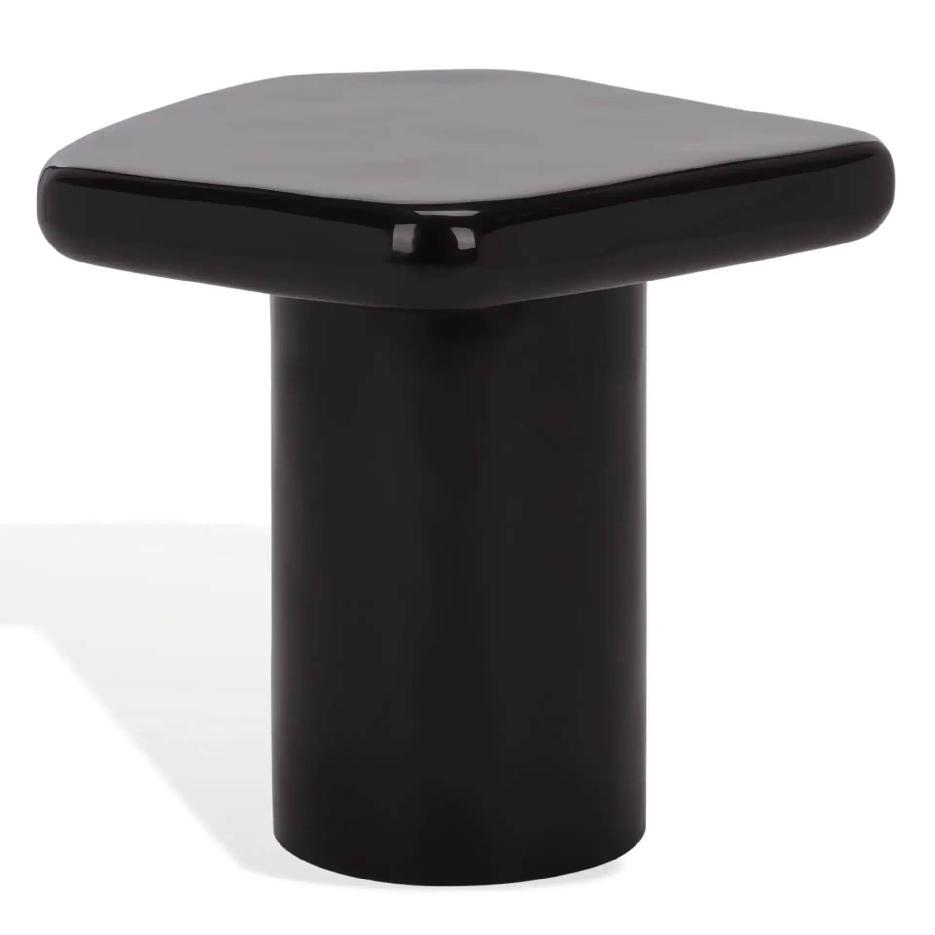 Rhianna Concrete Accent Table in Black, detail view