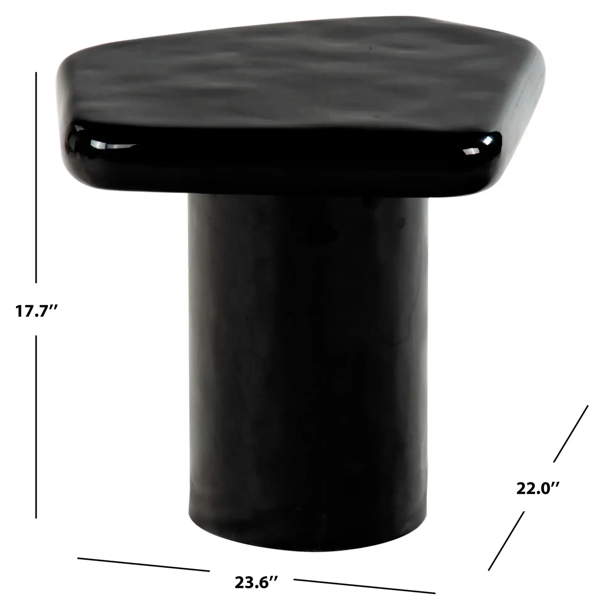 Rhianna Concrete Accent Table in Black, detail view