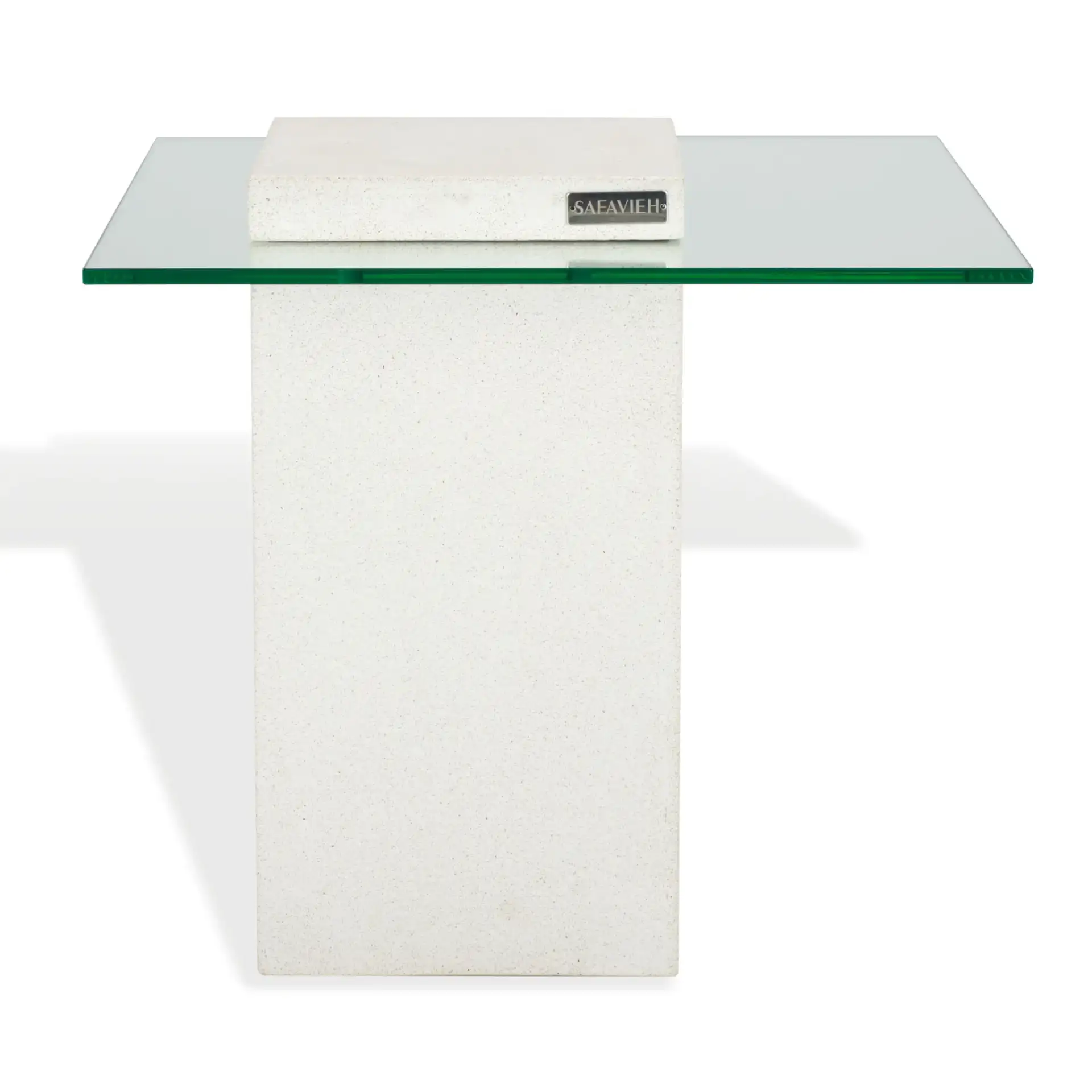 Sophibeth Concrete Accent Table in Ivory / Clear, detail view