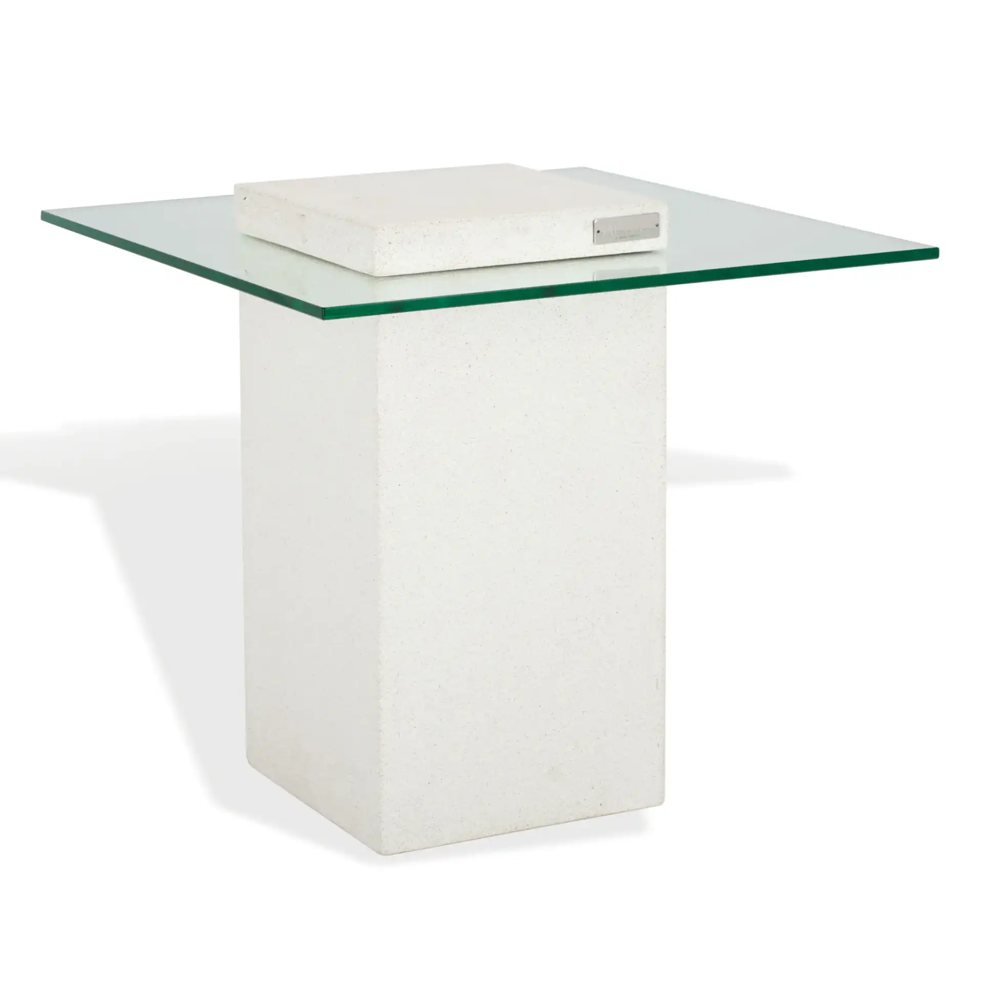 Sophibeth Concrete Accent Table in Ivory / Clear, detail view