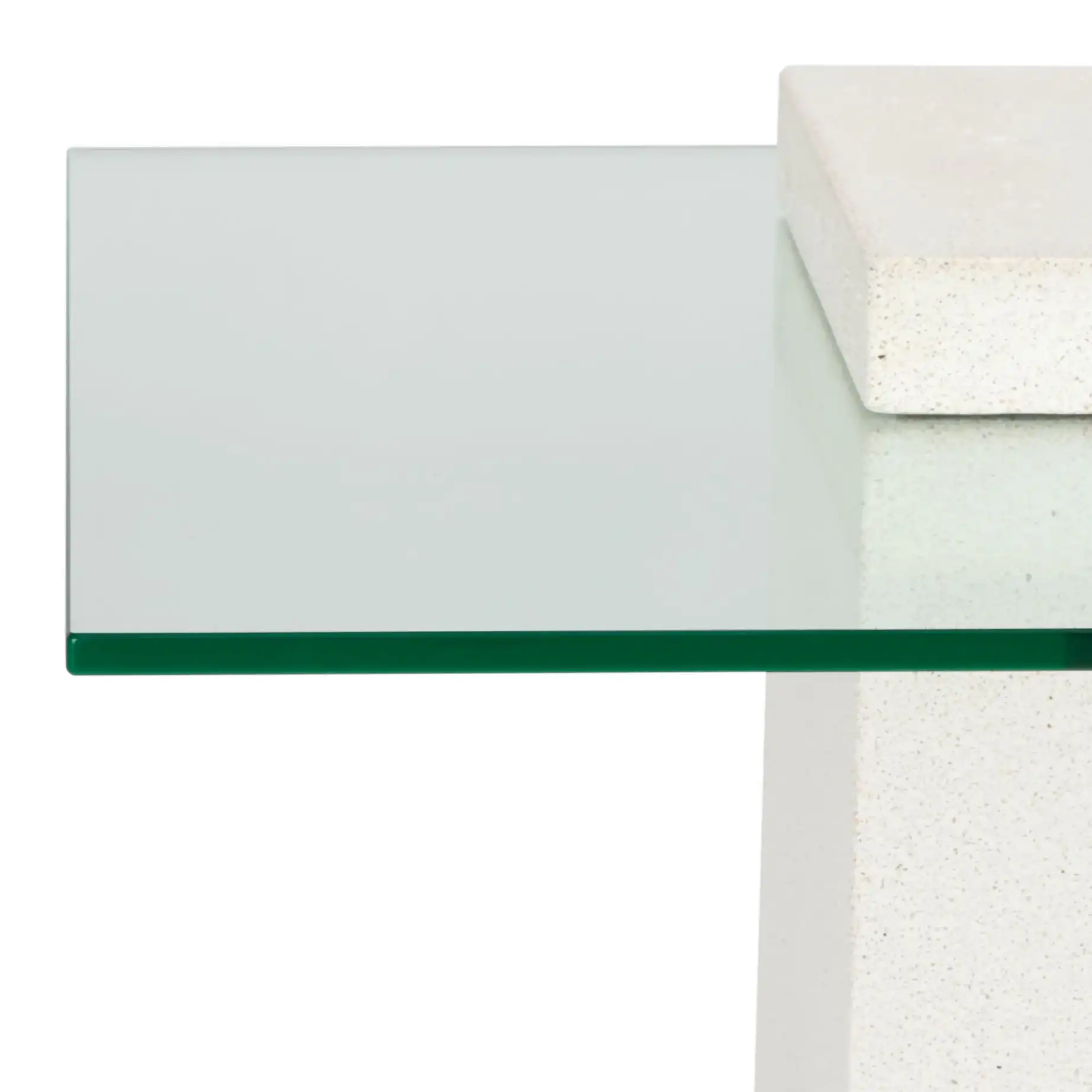 Sophibeth Concrete Accent Table in Ivory / Clear in a styled room