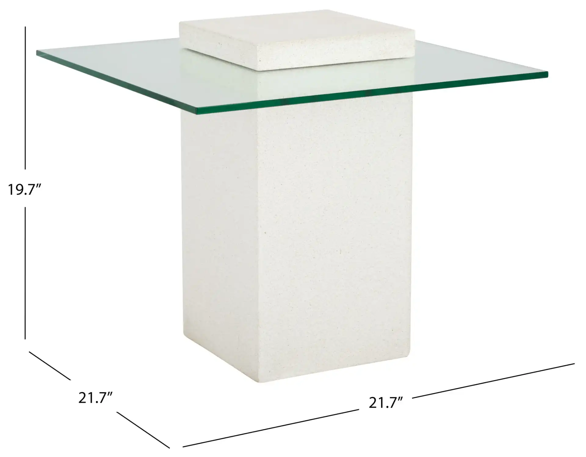 Sophibeth Concrete Accent Table in Ivory / Clear, detail view