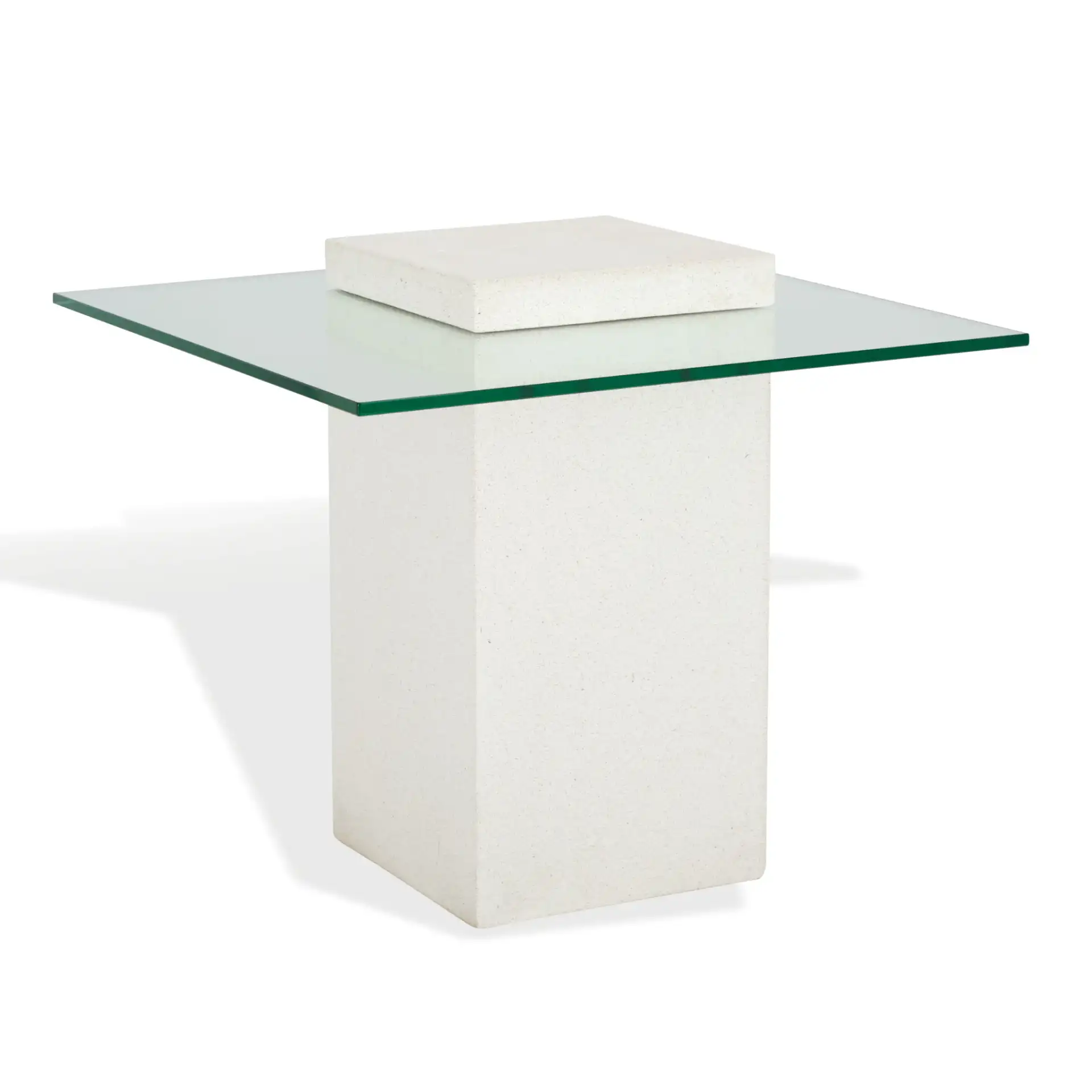 Sophibeth Concrete Accent Table in Ivory / Clear, detail view