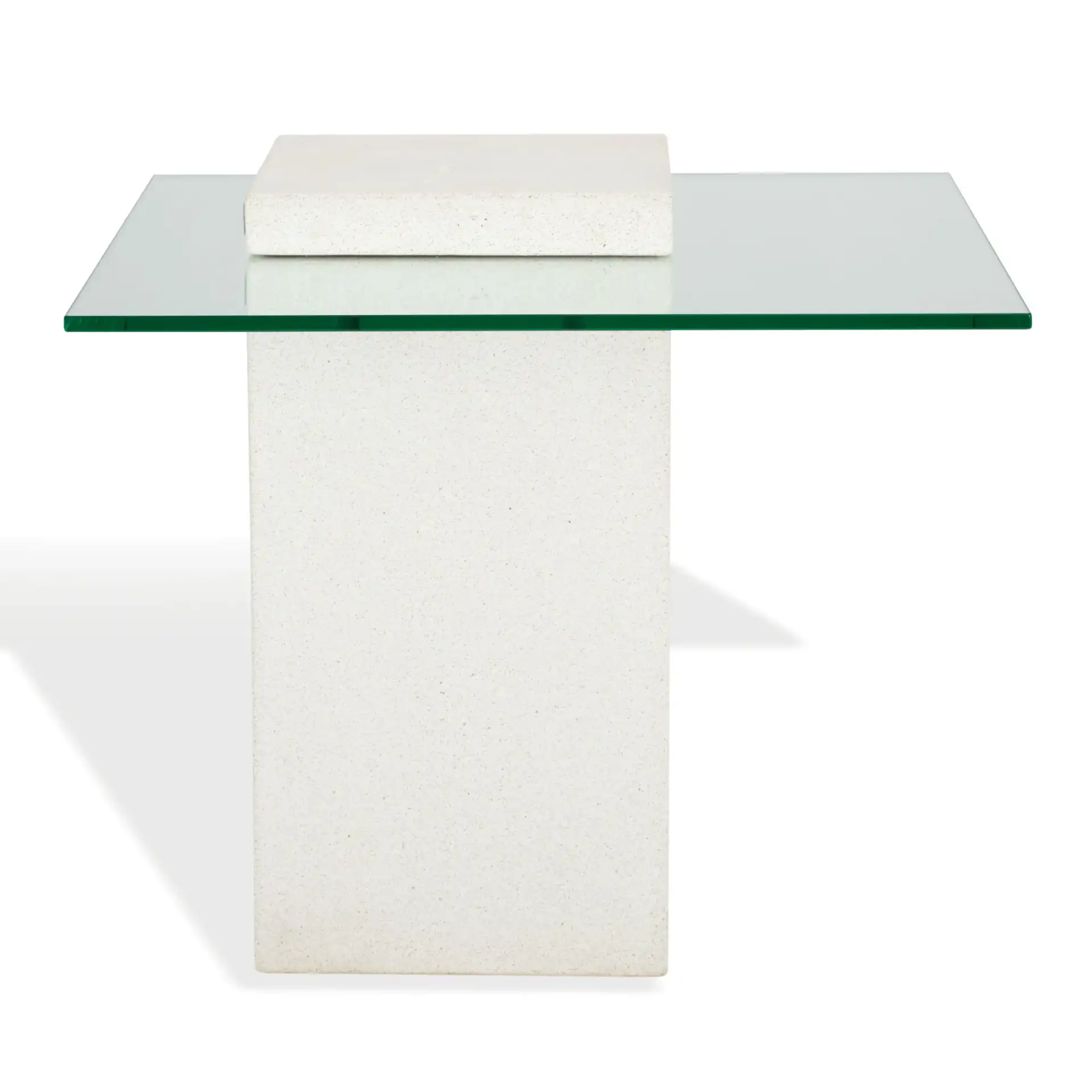 Sophibeth Concrete Accent Table in Ivory / Clear, detail view