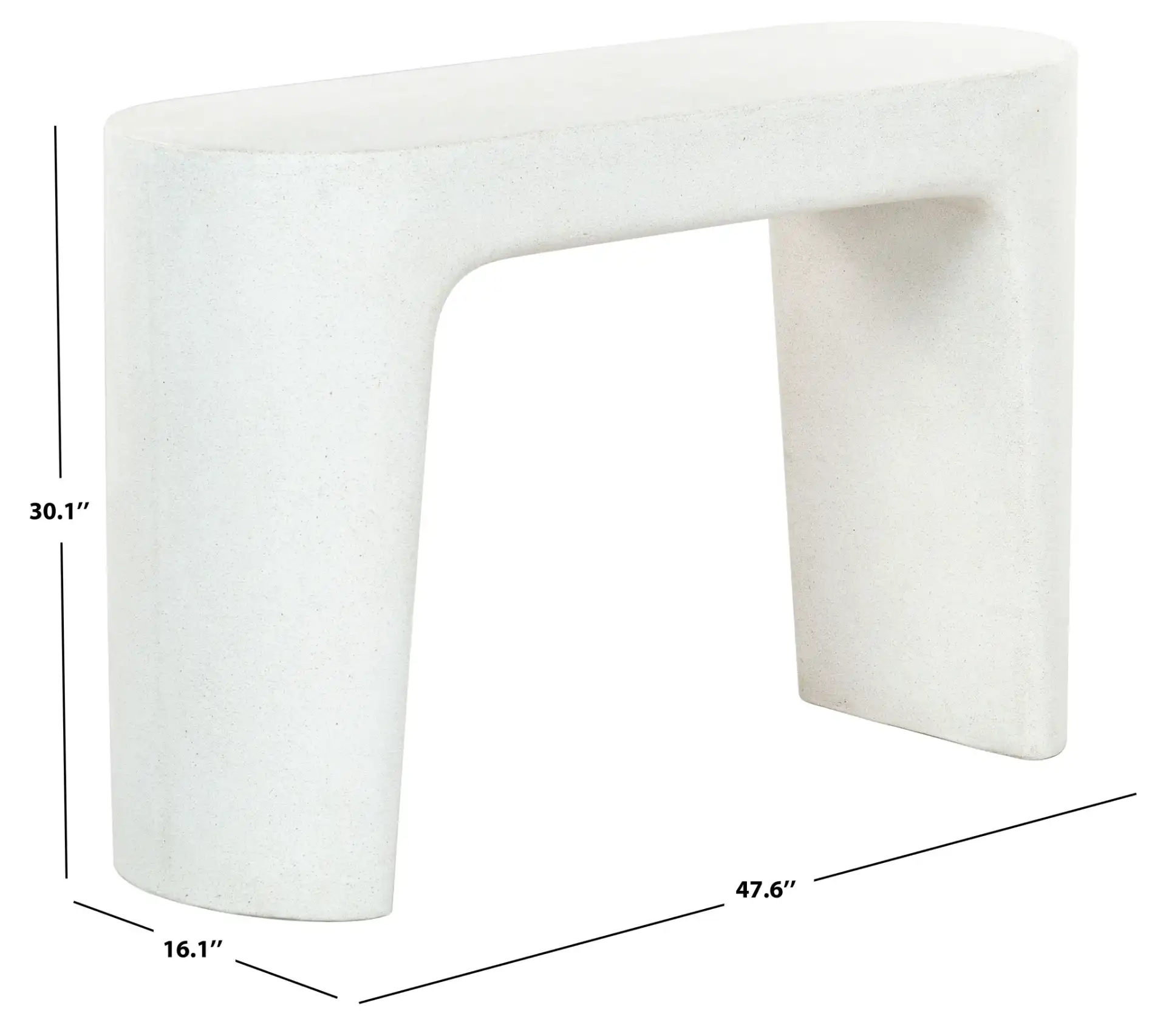 Tolbert Concrete Console Table in Ivory, detail view