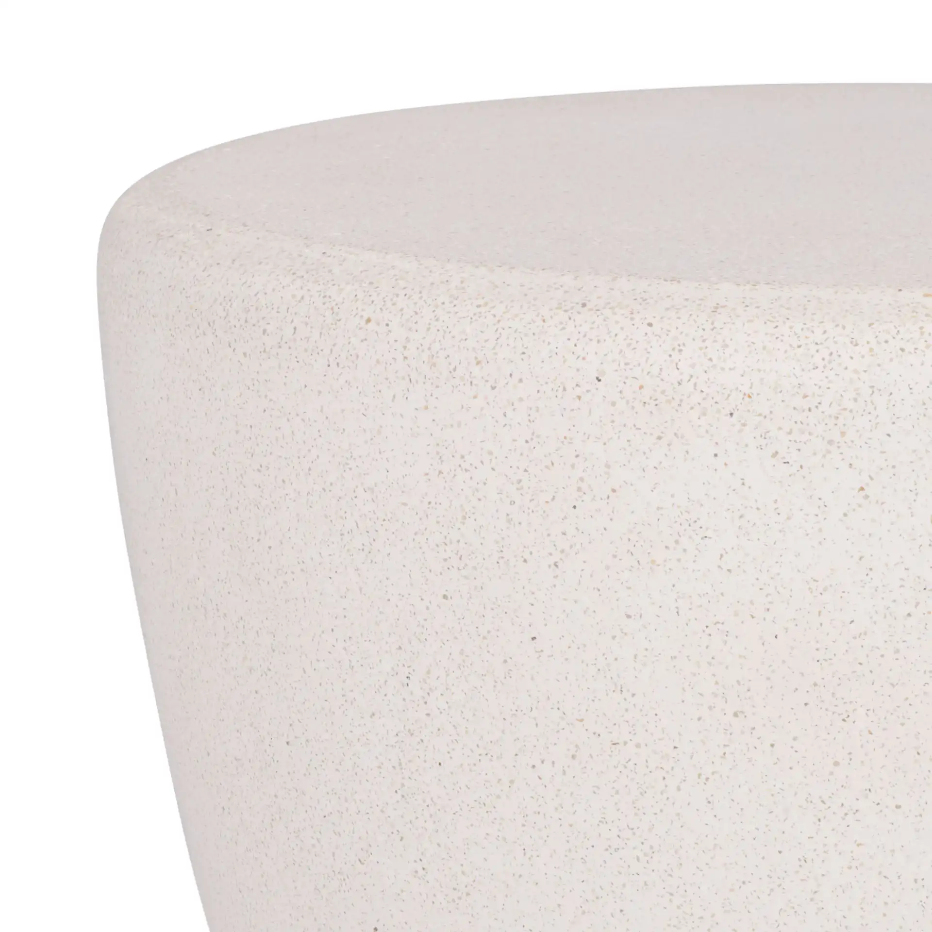 Glynda Concrete Accent Table in Ivory in a styled room
