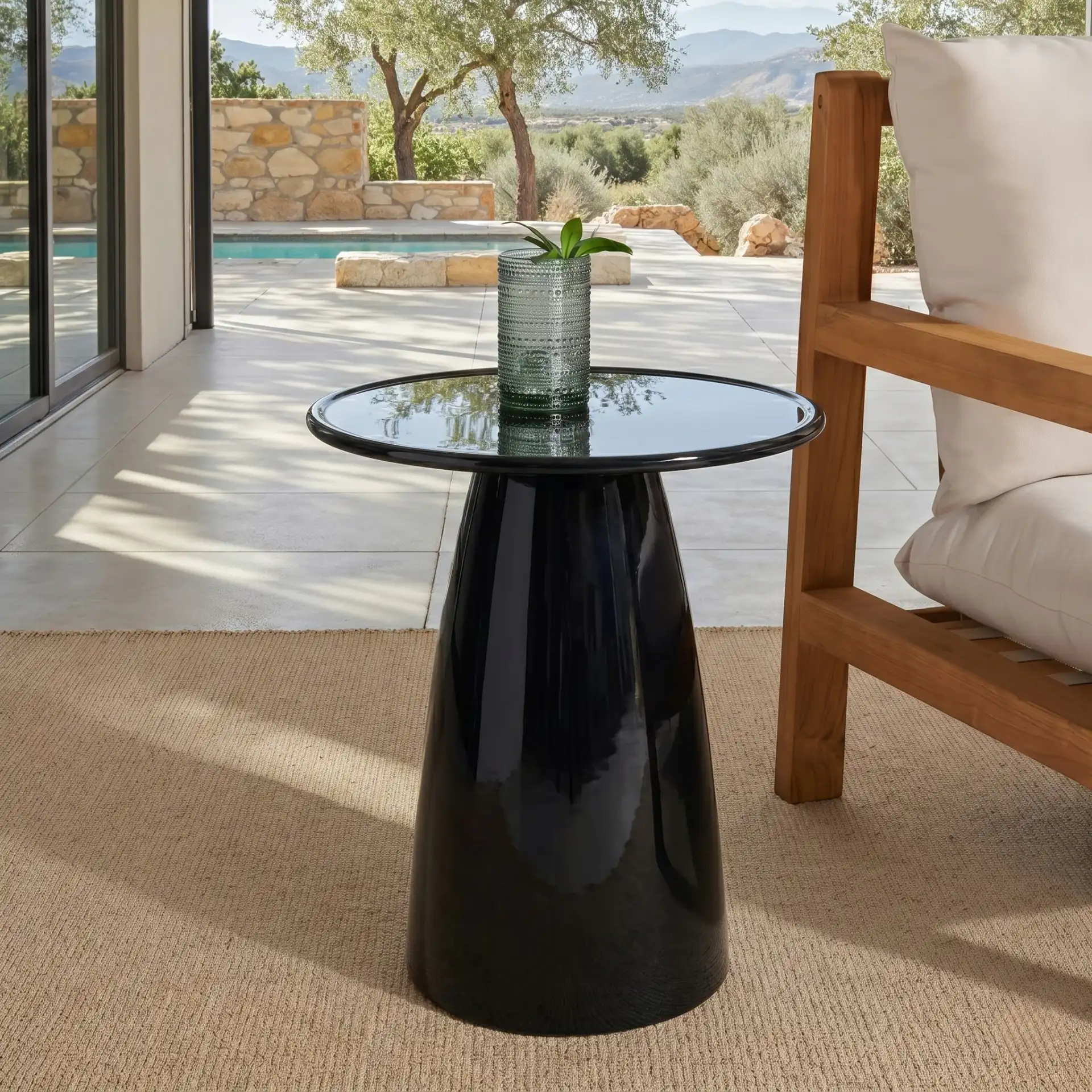 Stephan Concrete Accent Table in Black in a styled room