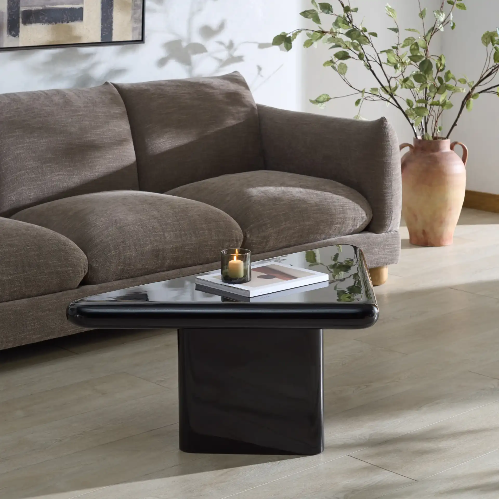 Bellalynn 30-Inch Coffee Table in Black in a styled room
