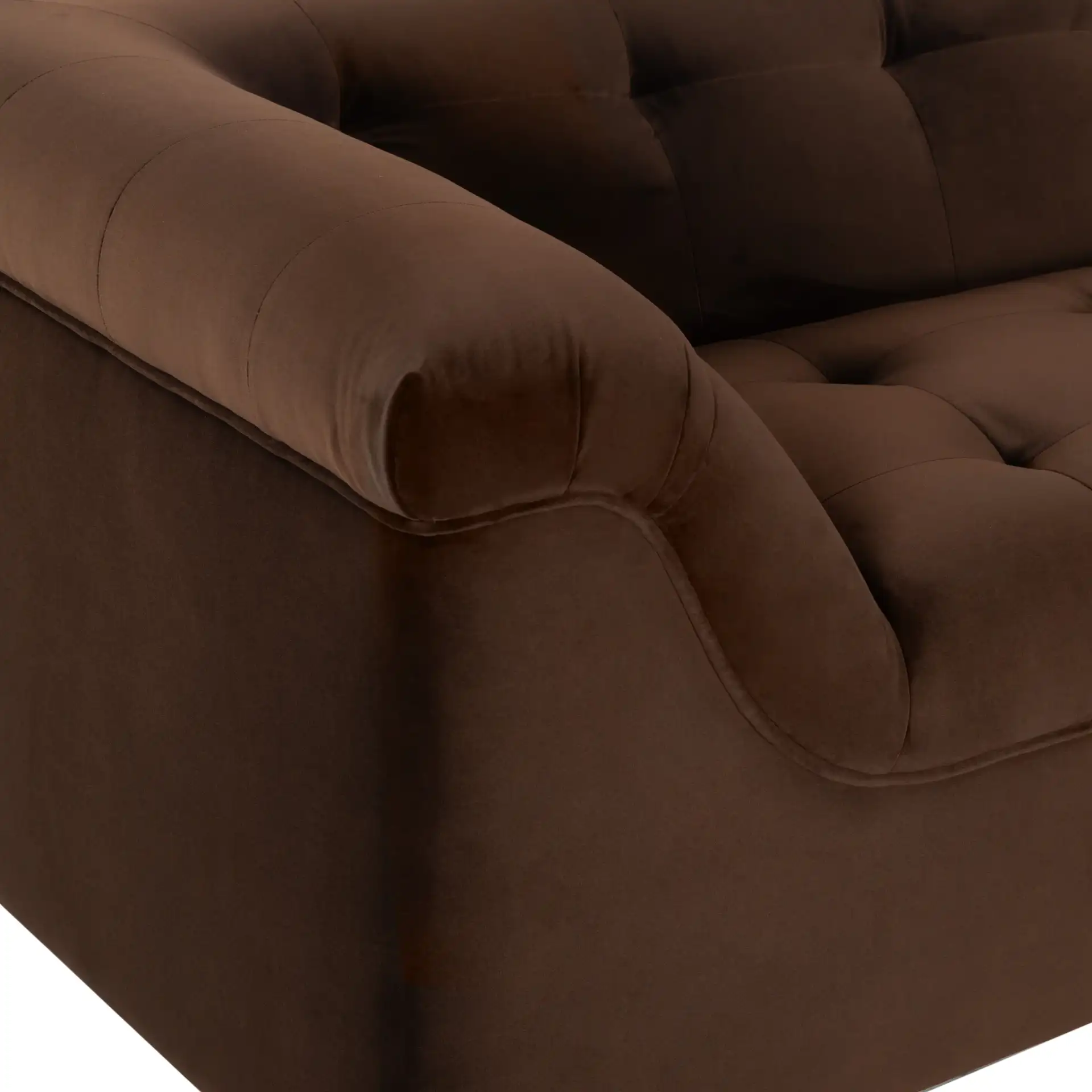 Joycelyn Tufted Sofa in Dark Brown in a styled room