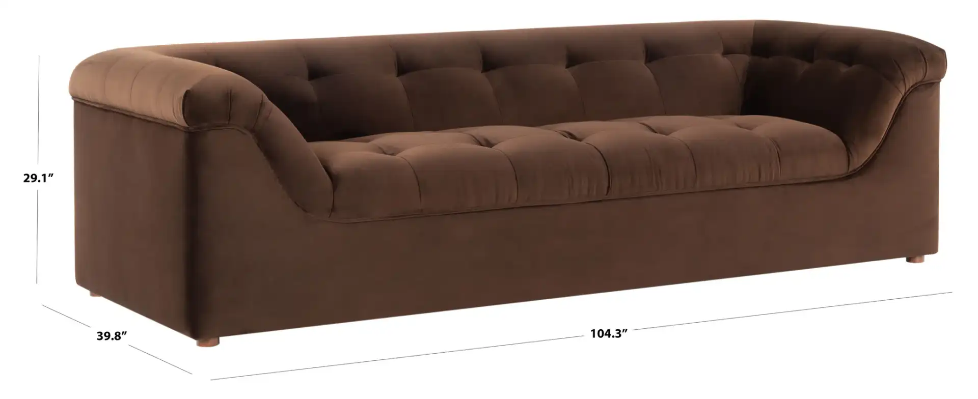 Joycelyn Tufted Sofa in Dark Brown, detail view
