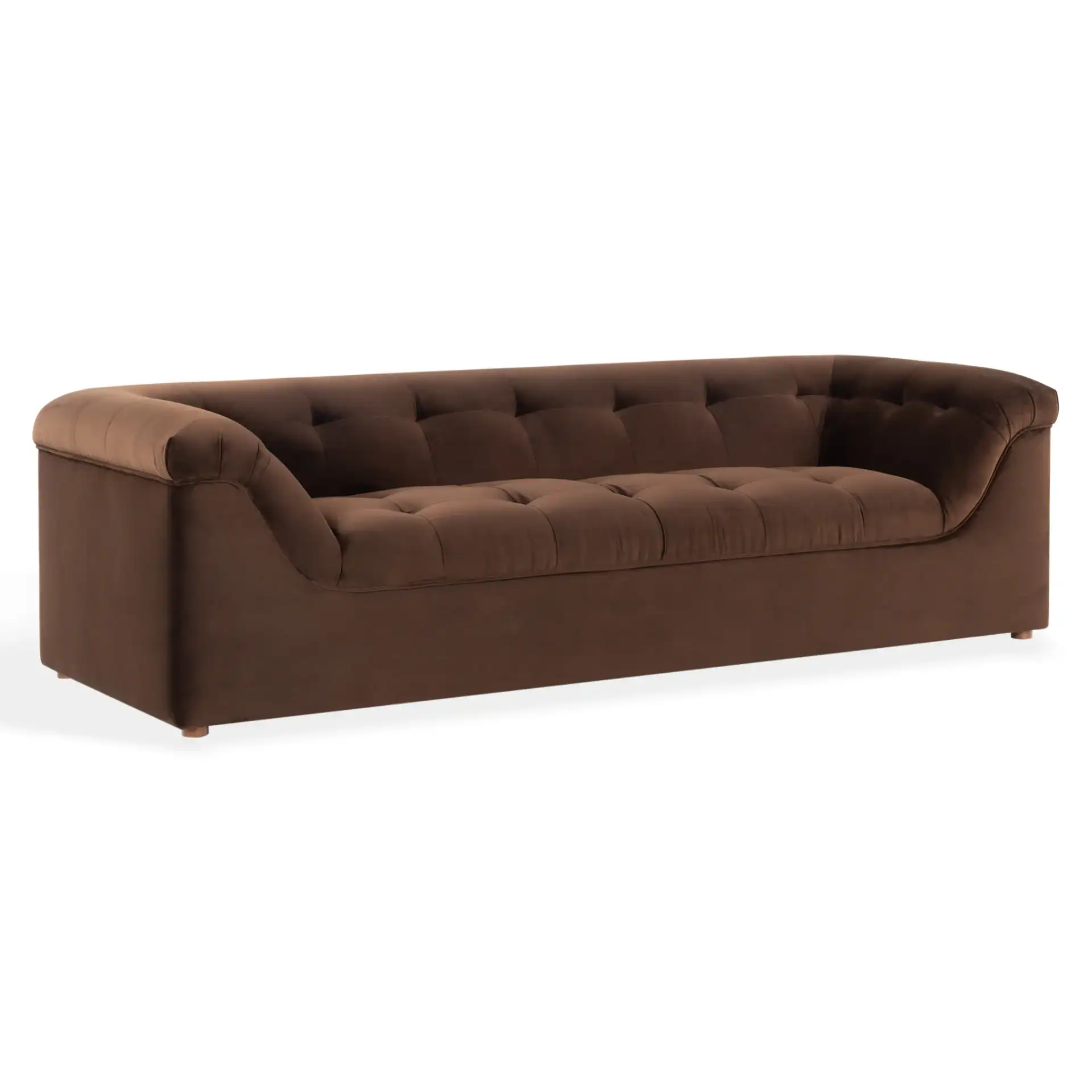 Joycelyn Tufted Sofa in Dark Brown, detail view
