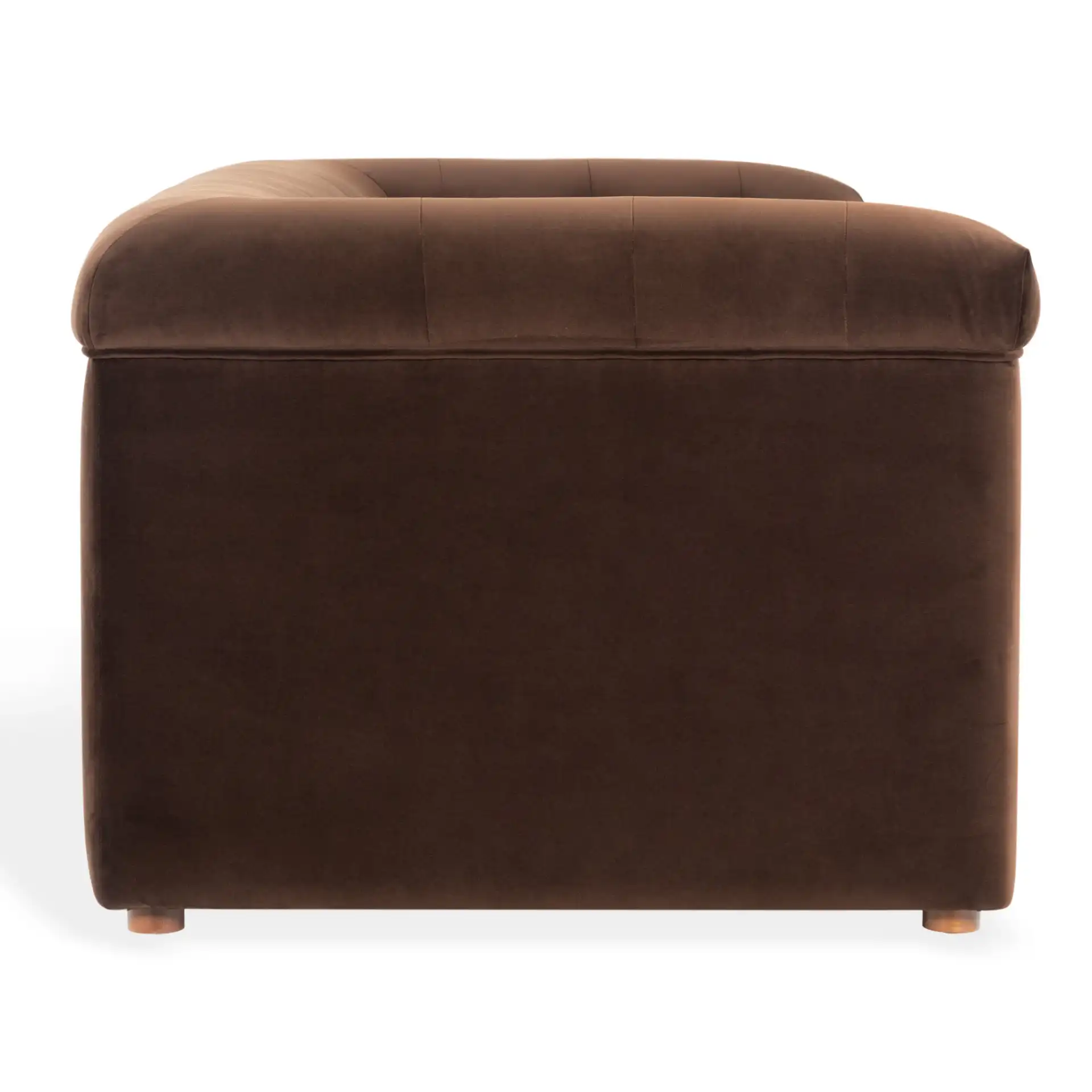 Joycelyn Tufted Sofa in Dark Brown, detail view