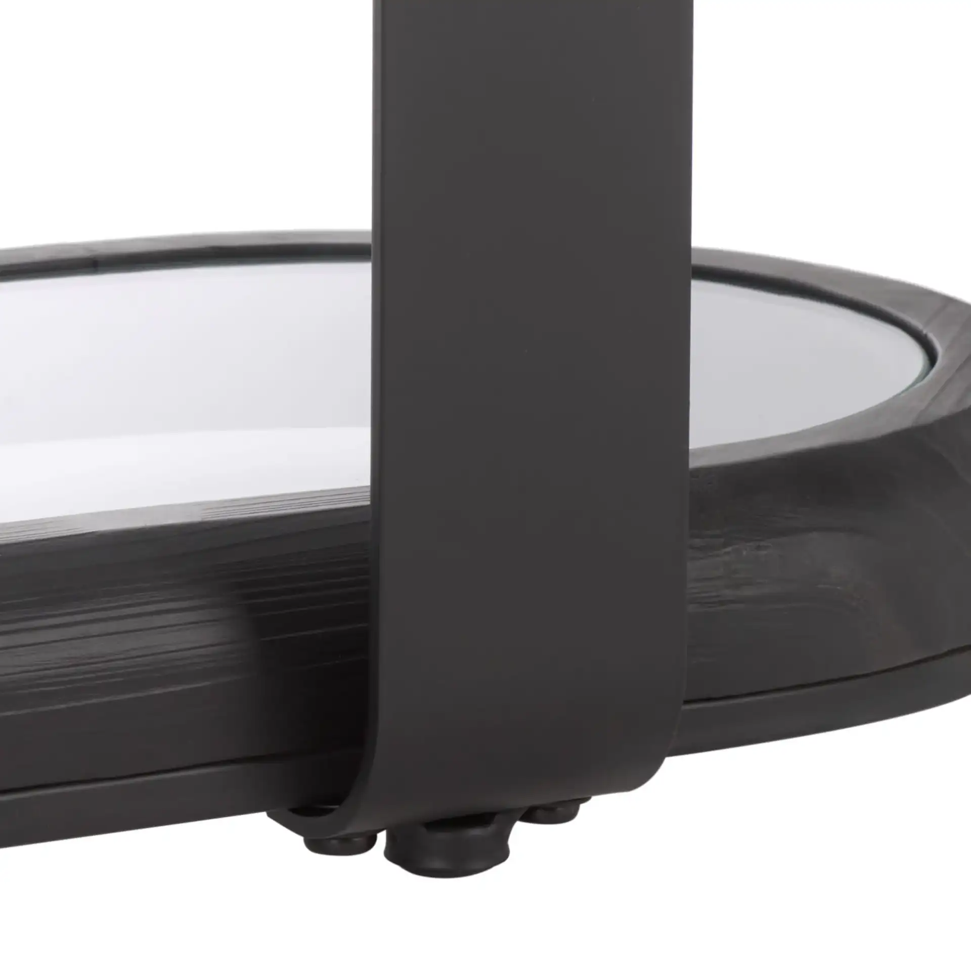 Tyrese Metal Console Table in Black / Clear, detail view