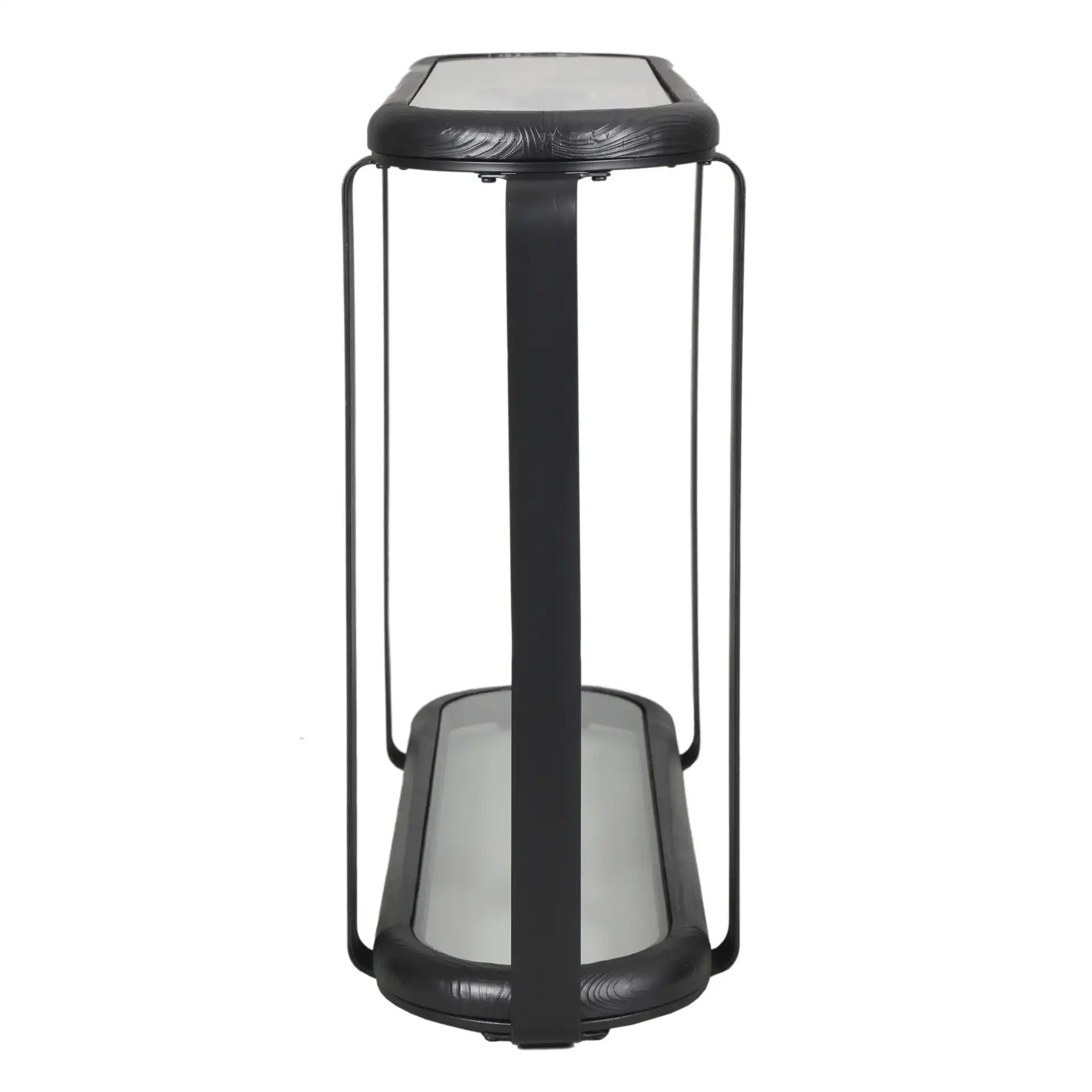Tyrese Metal Console Table in Black / Clear, detail view