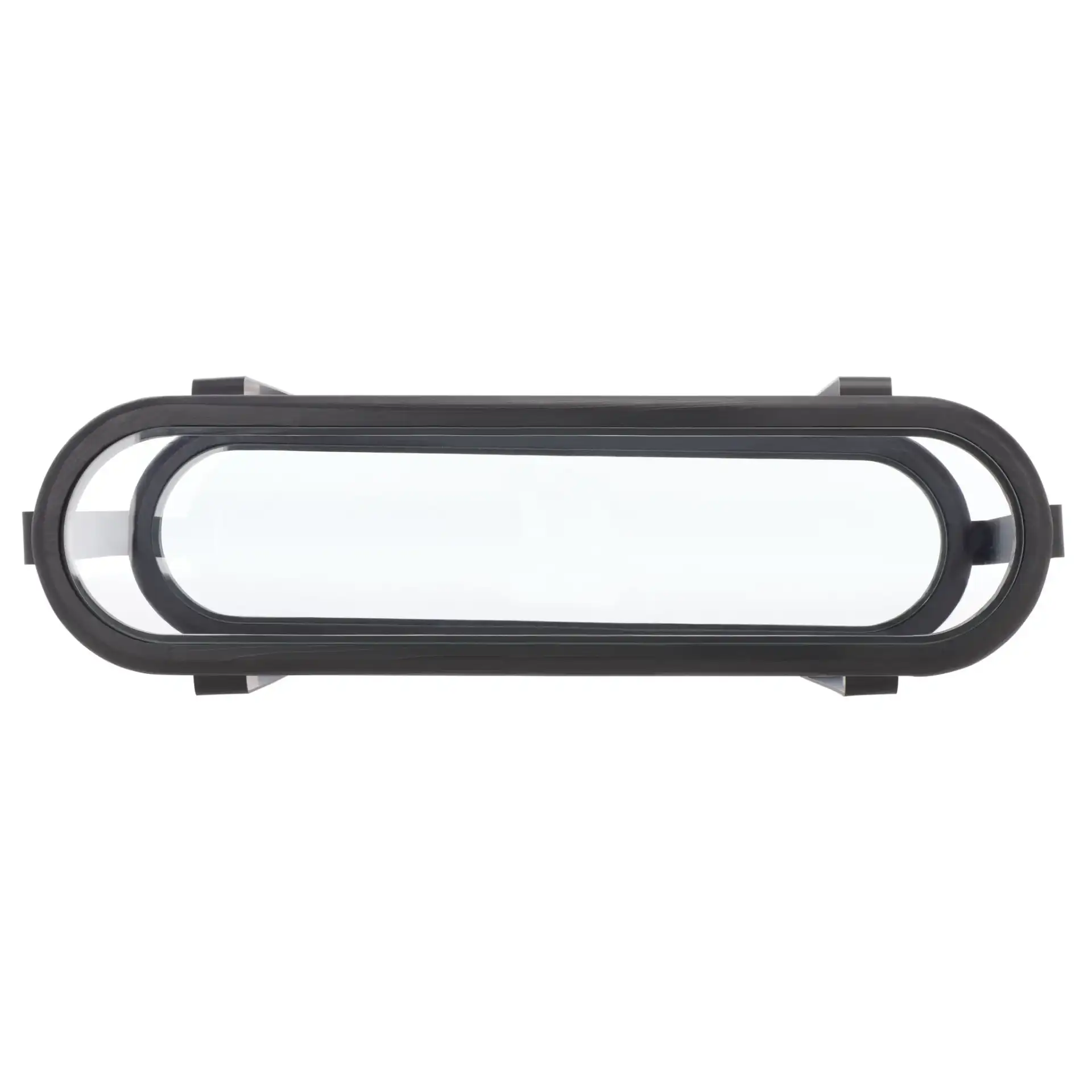 Tyrese Metal Console Table in Black / Clear, detail view