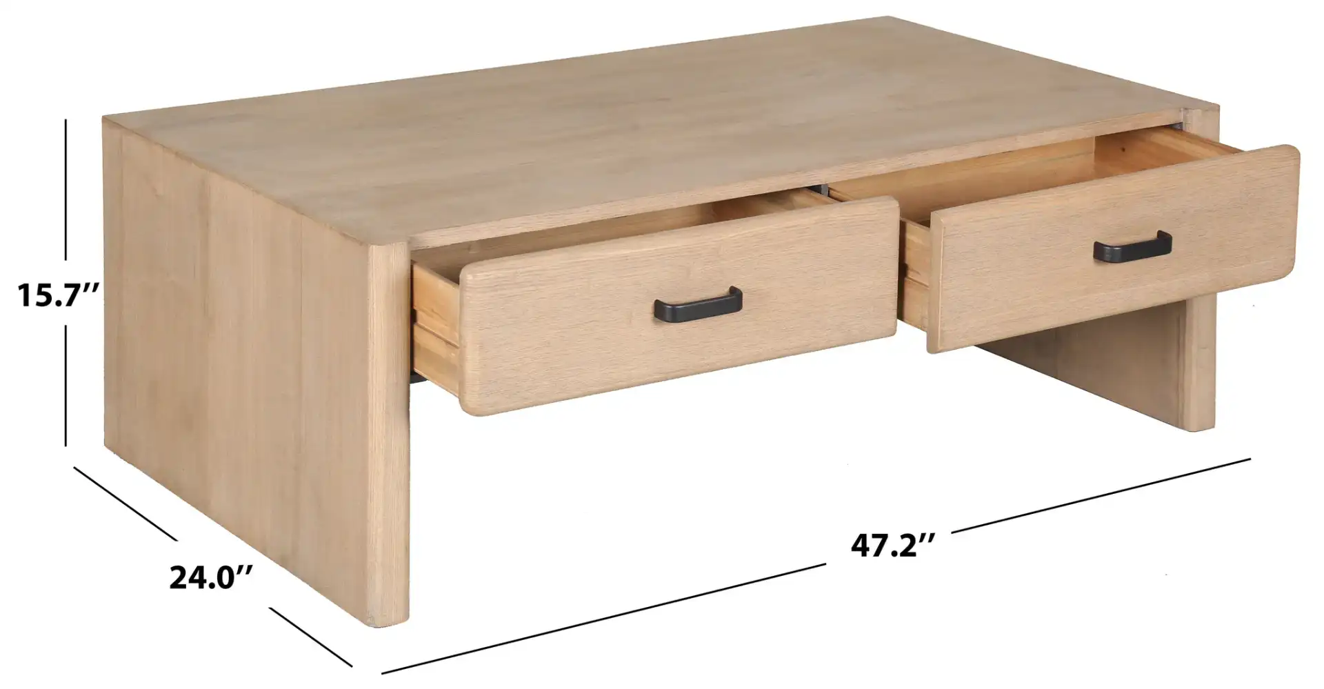 Wynnrosa Two-Drawer Coffee Table in Natural, detail view
