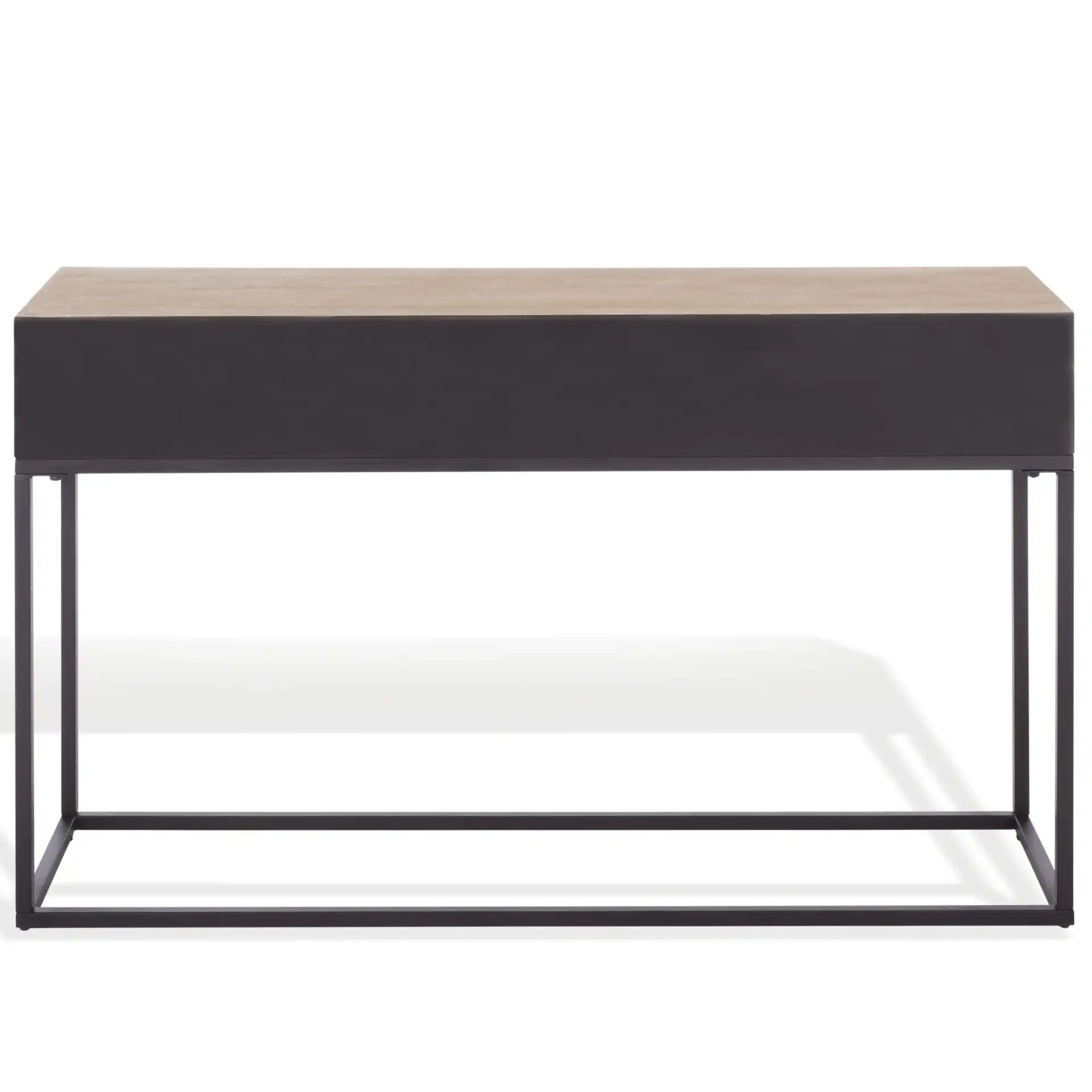 Sherriandra Two-Drawer Console in Natural / Black, detail view