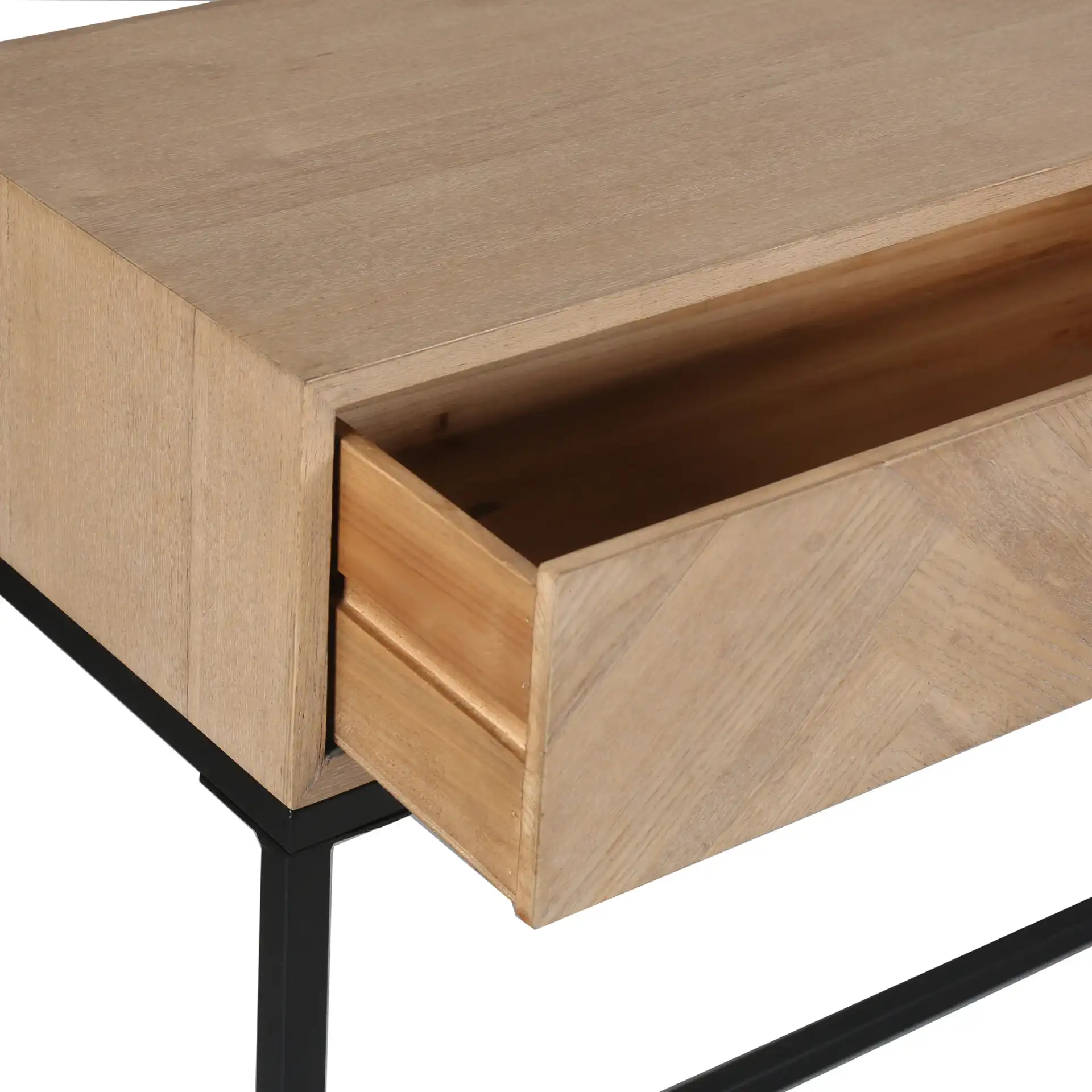Sherriandra Two-Drawer Console in Natural / Black in a styled room