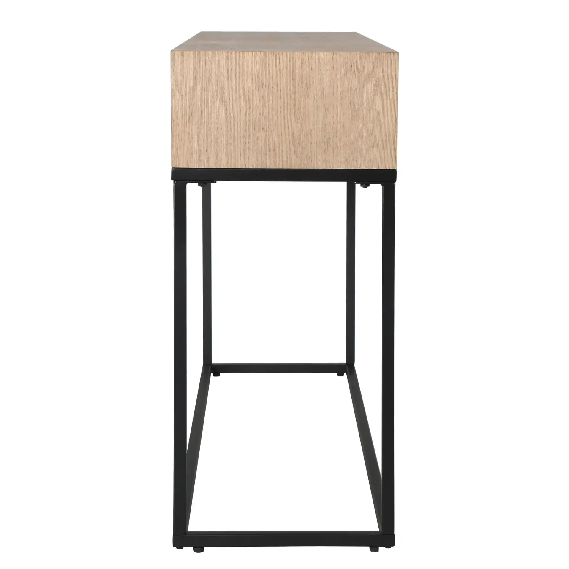Sherriandra Two-Drawer Console in Natural / Black, detail view