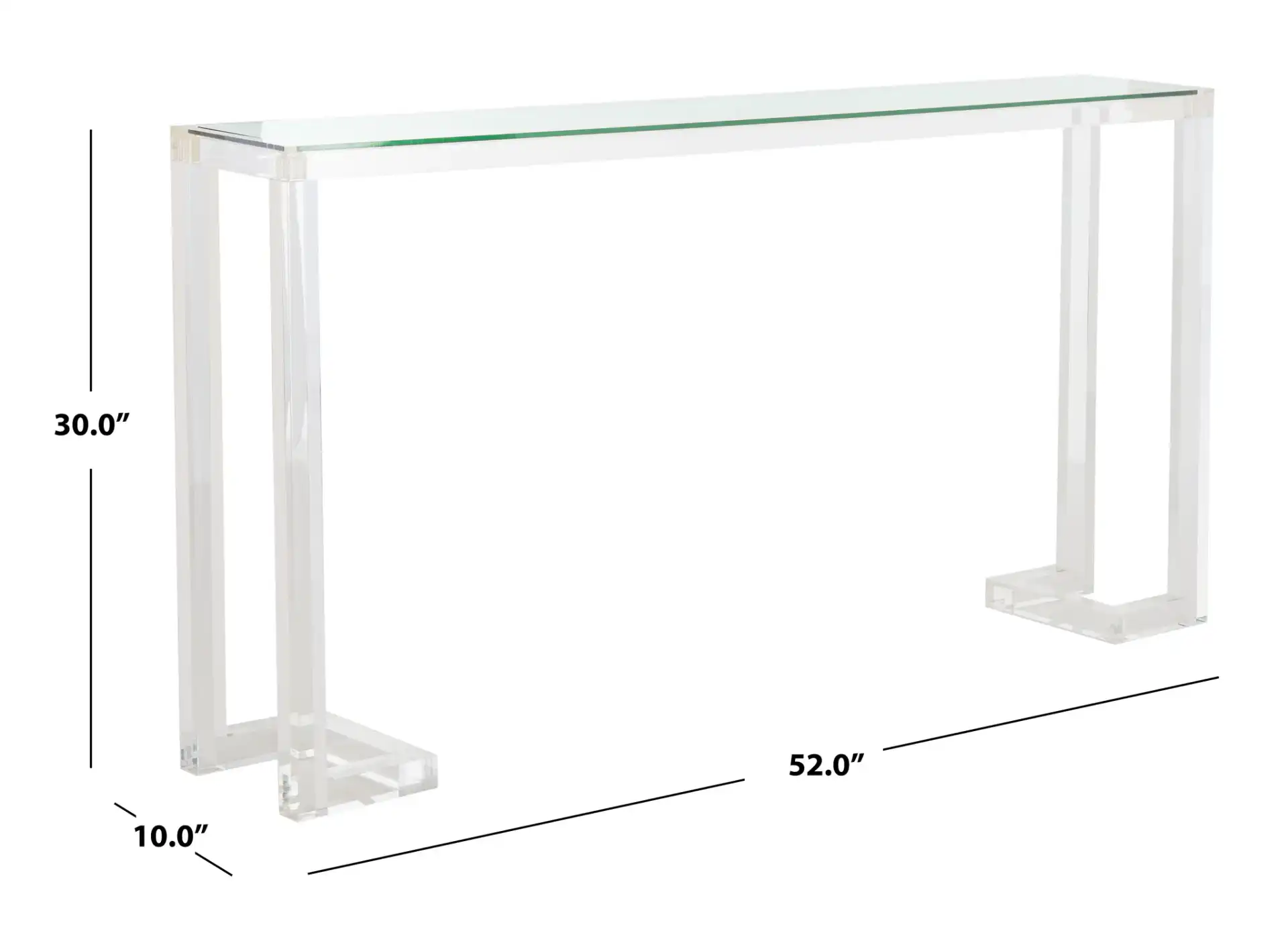 Benji Acrylic Console Table in Black, detail view