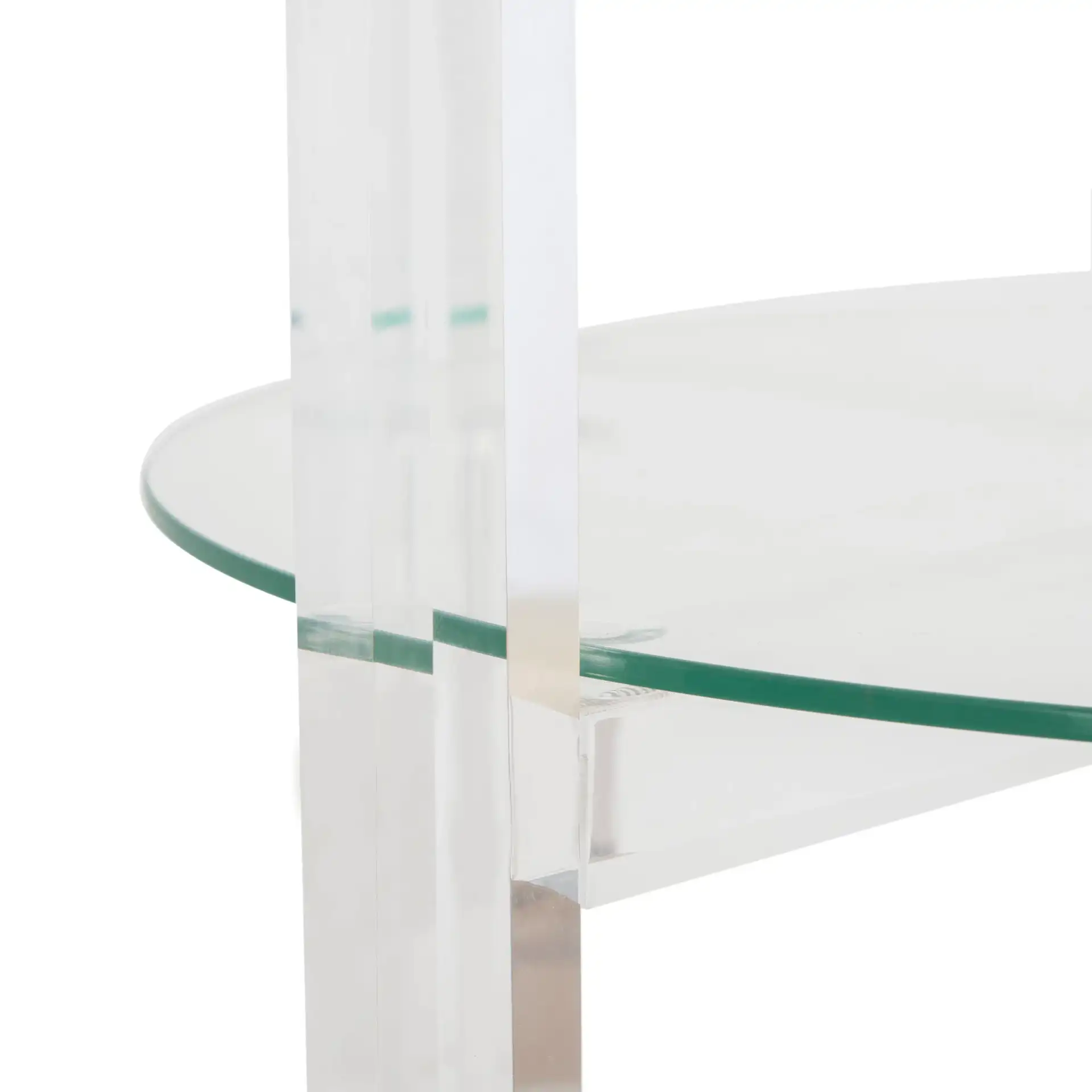 Jules Two-Tier Acrylic Bar Cart in Clear in a styled room