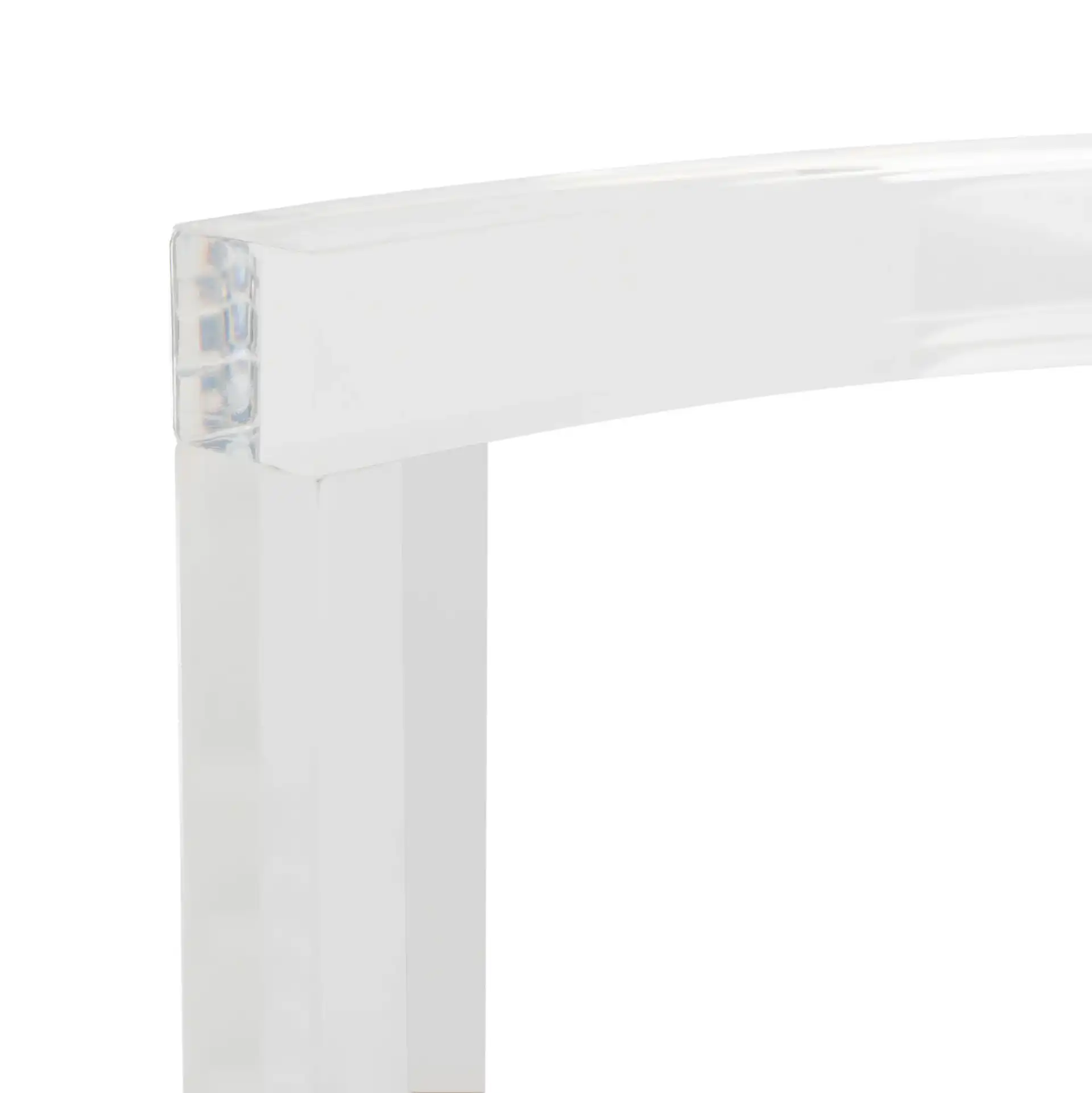 Jules Two-Tier Acrylic Bar Cart in Clear in a styled room