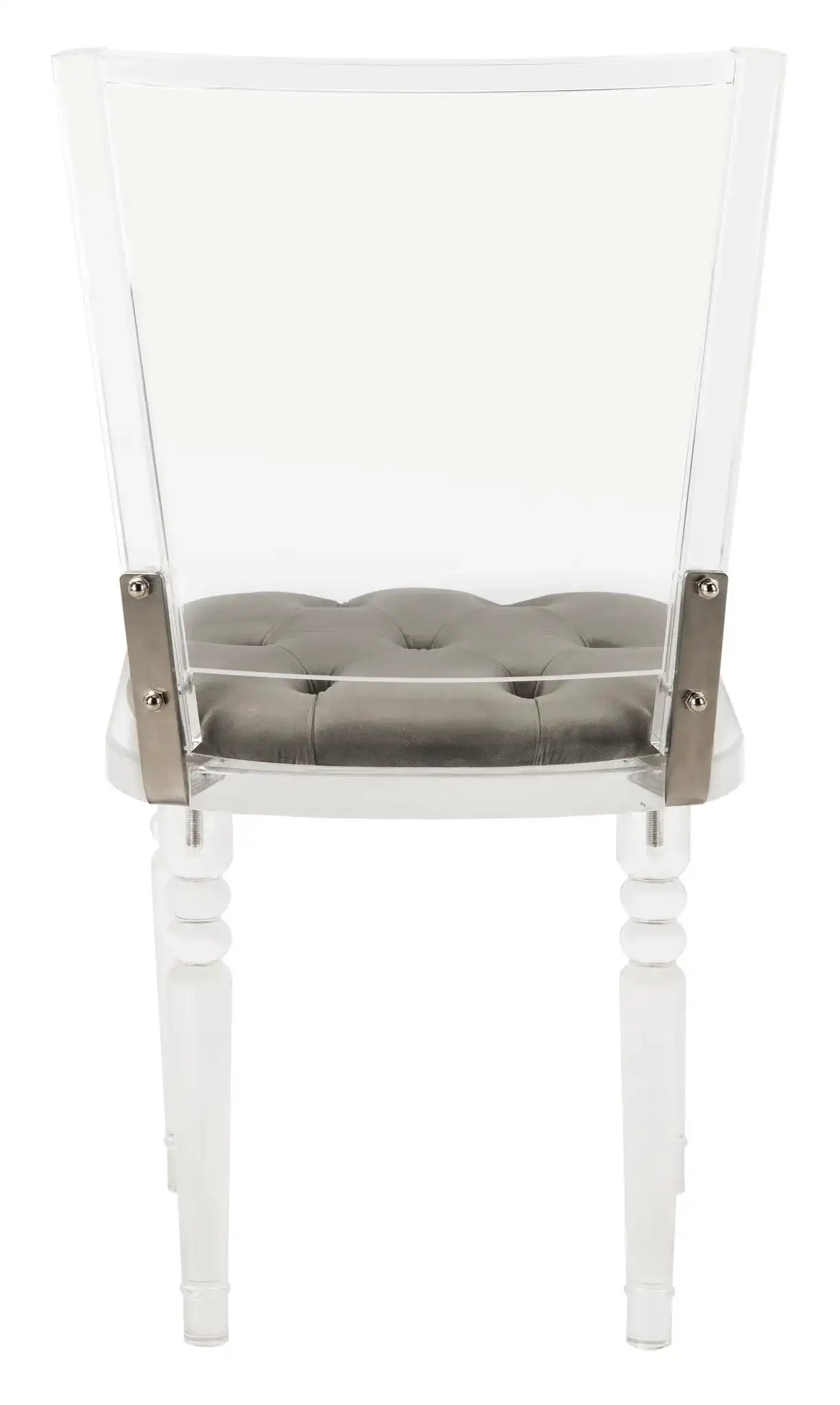 Ella Acrylic Dining Chair in Clear / Gray, detail view