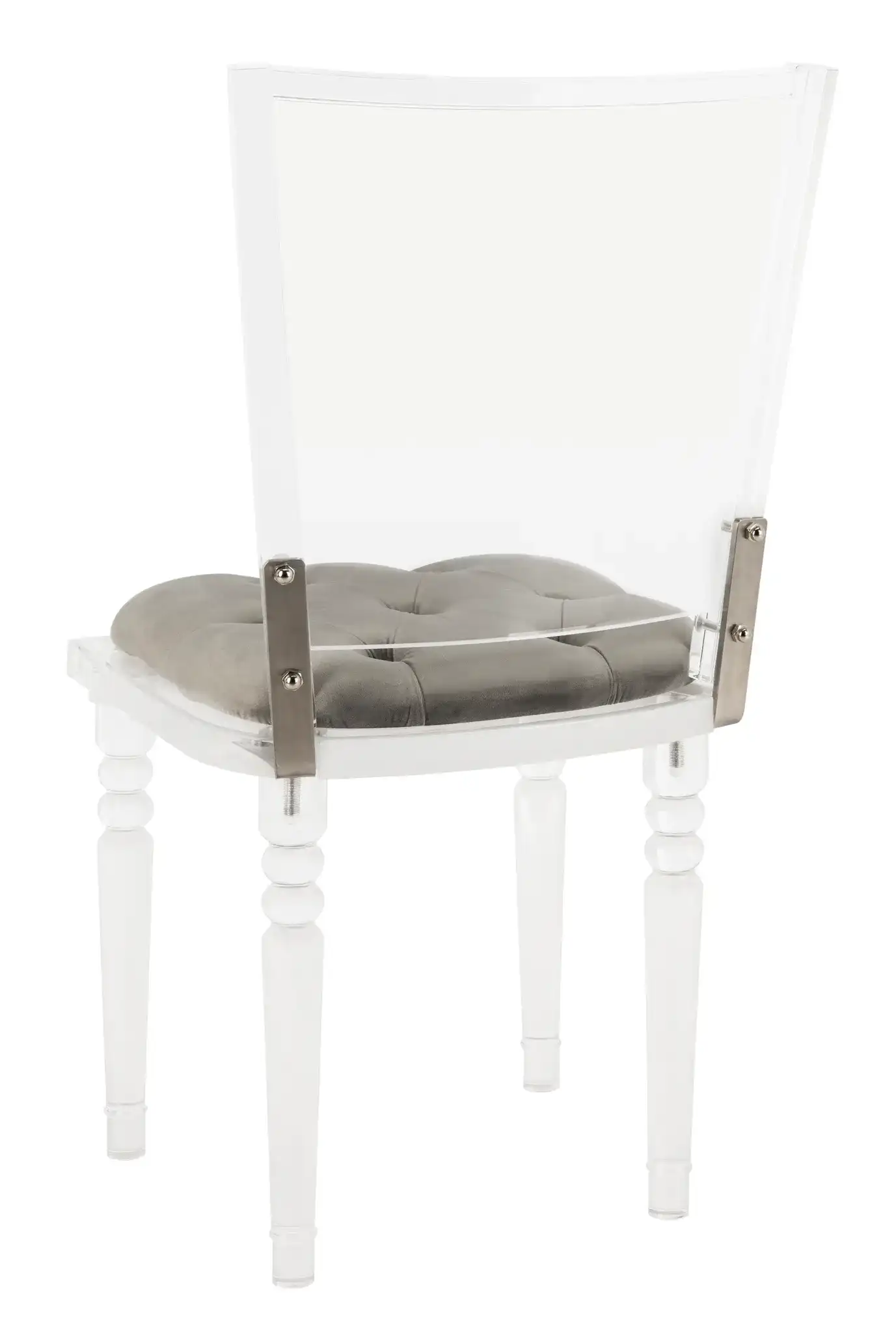 Ella Acrylic Dining Chair in Clear / Gray, detail view