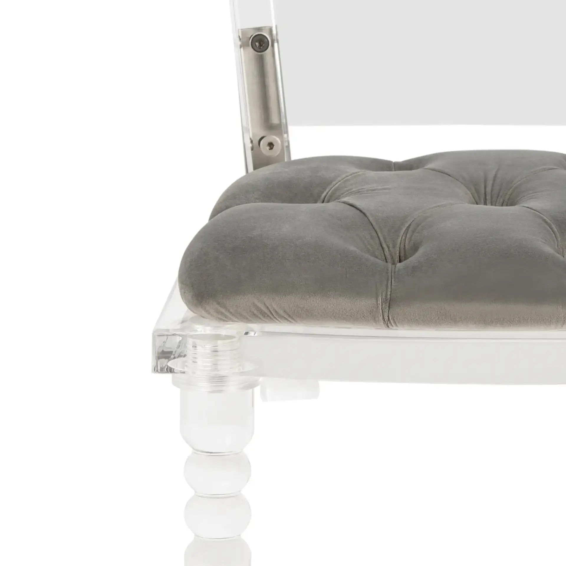 Ella Acrylic Dining Chair in Clear / Gray in a styled room